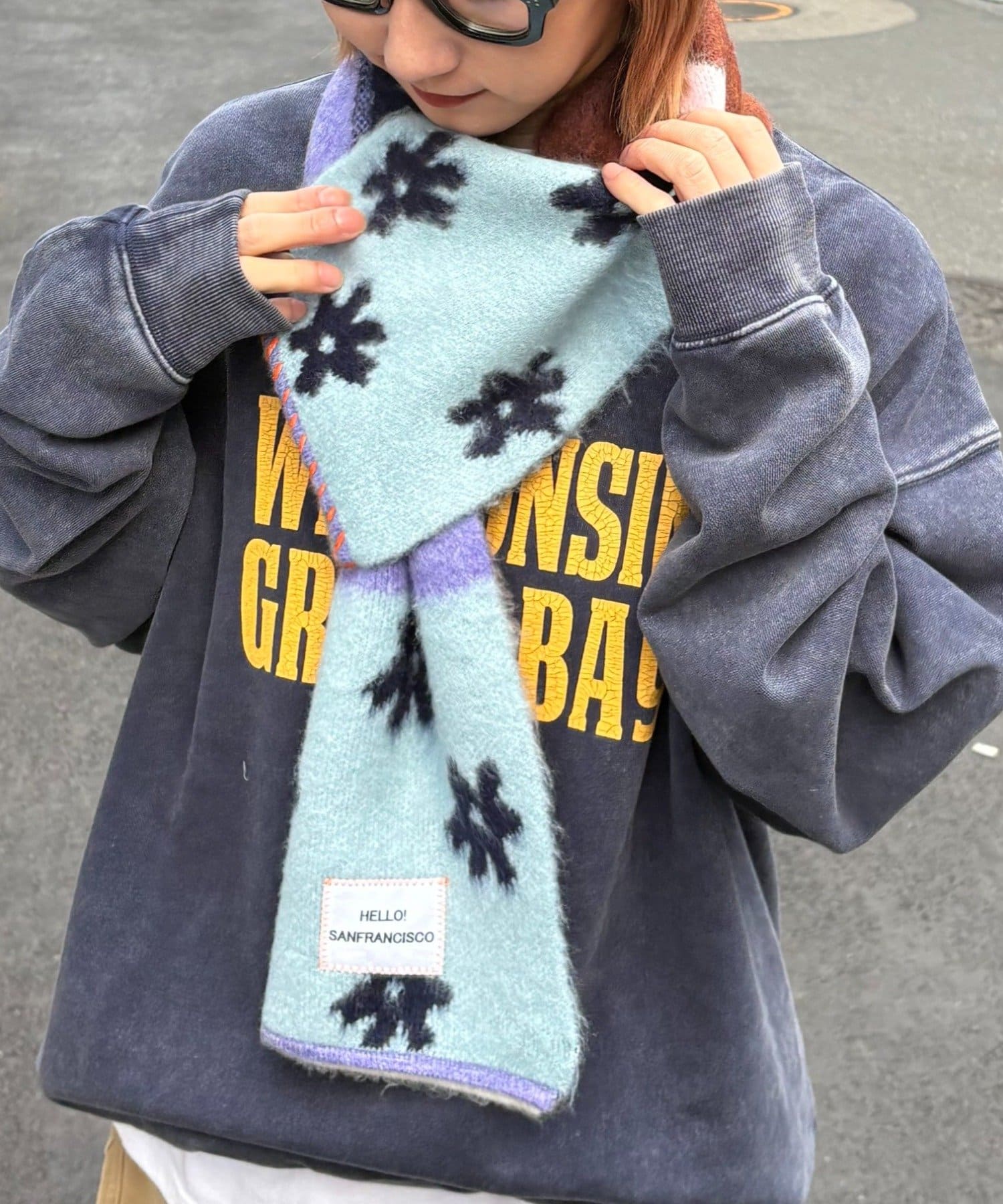 CIAOPANIC TYPY(チャオパニックティピー) 【HELLO.SANFRANCISCO/ハローサンフランシスコ】パッチワークマフラー