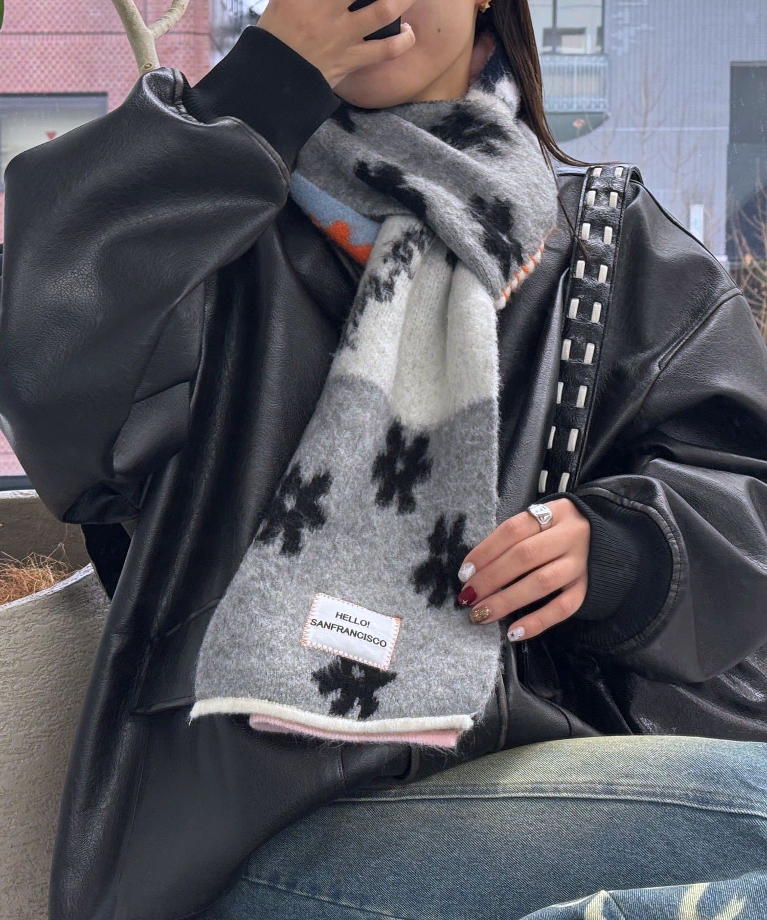 CIAOPANIC(チャオパニック) 【HELLO.SANFRANCISCO/ハローサンフランシスコ】パッチワークマフラー