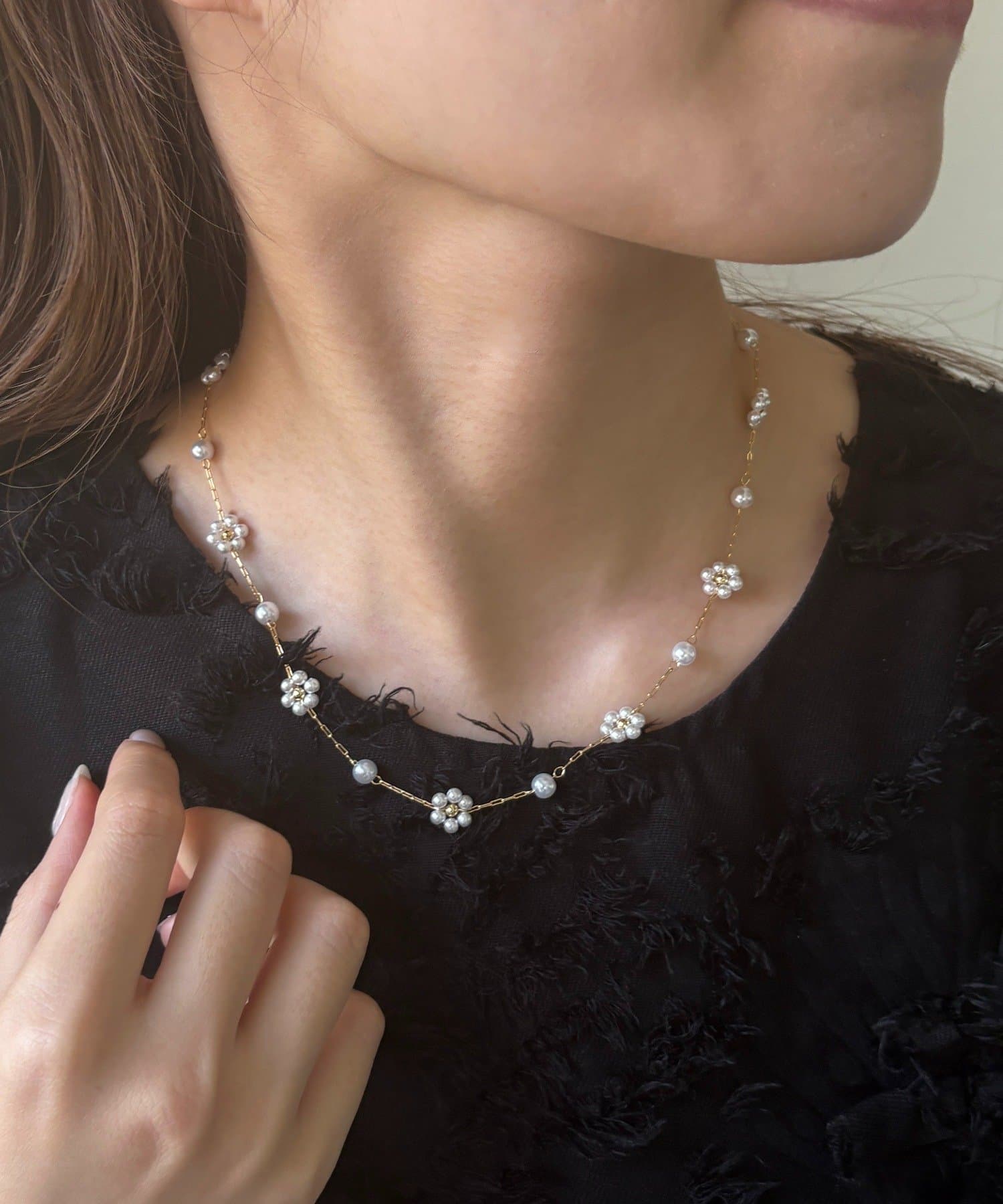 Lattice(ラティス) フラワーパールネックレス