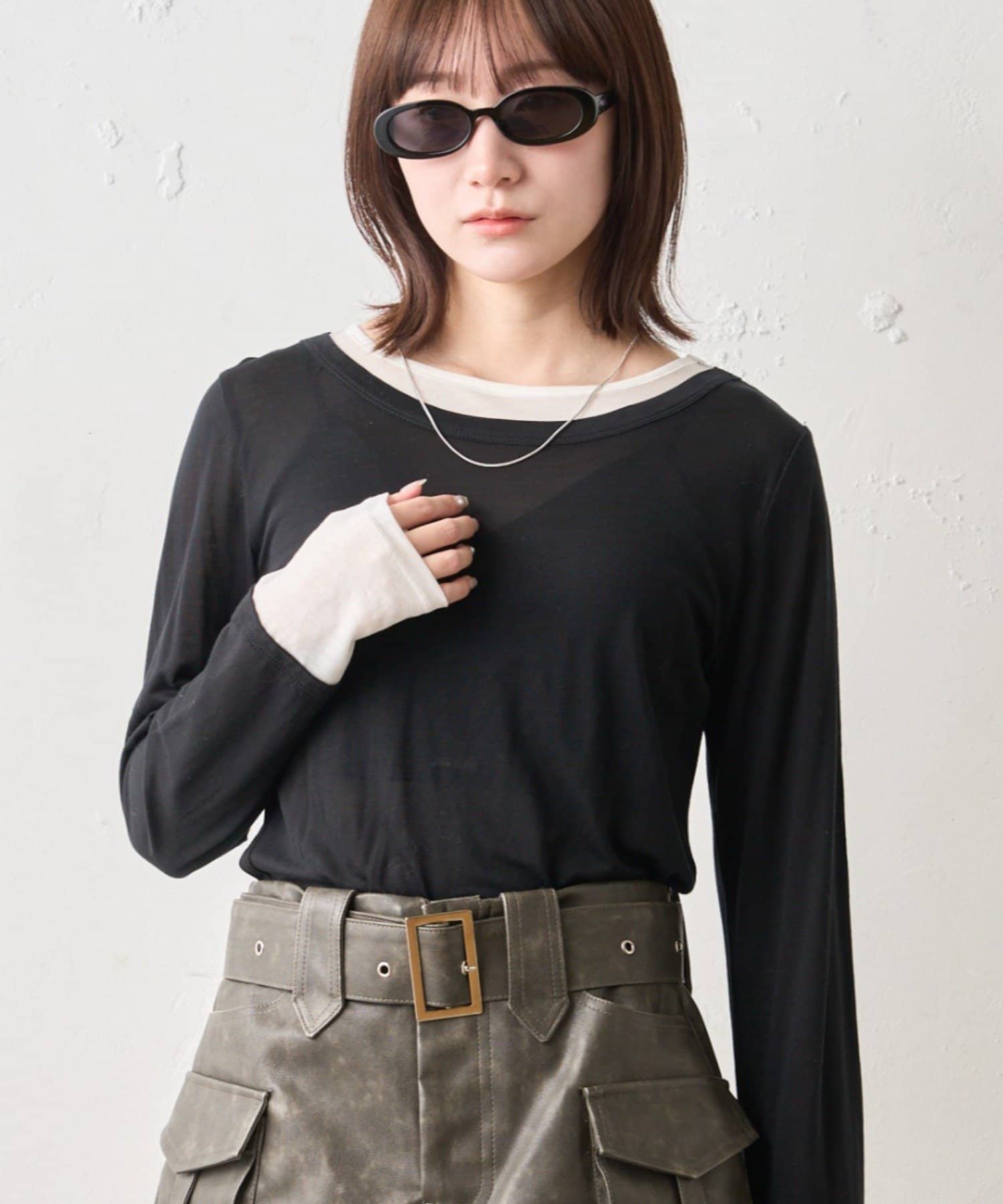 mline(エムライン) [mline]シアーレイヤード カットソー