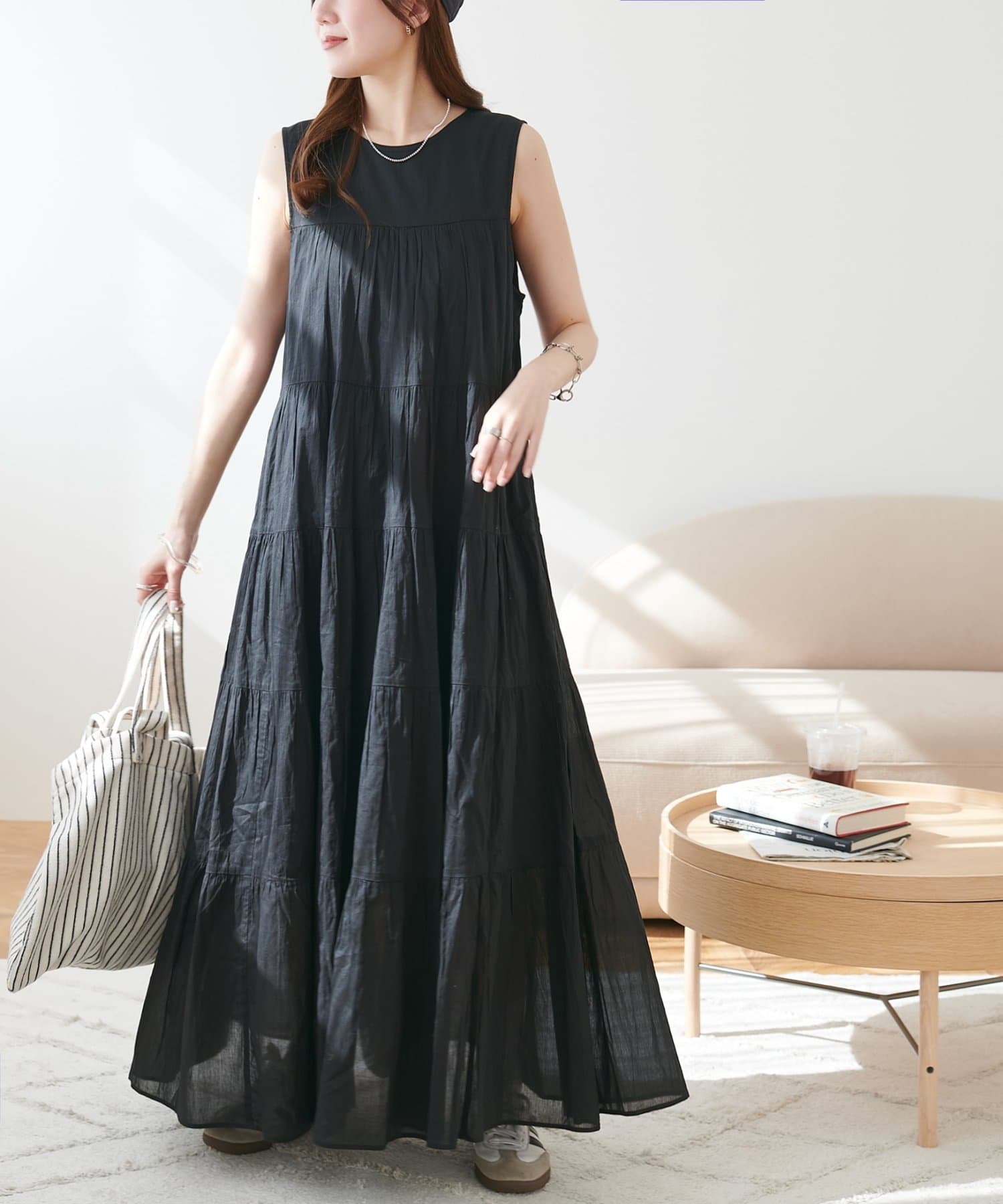 DISCOAT(ディスコート) 【SS先行予約/India】コットンボイルティアードノースリワンピース