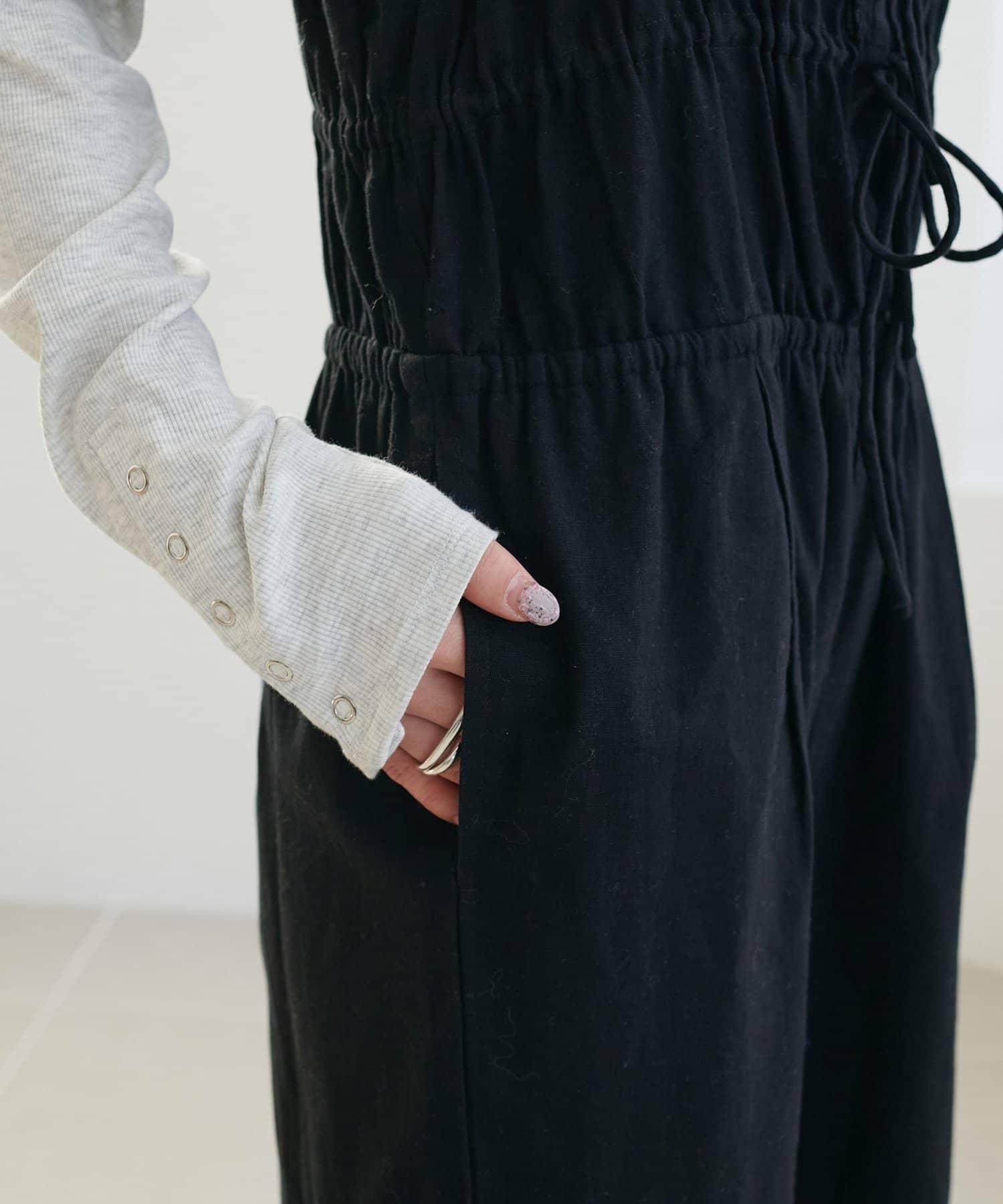 DISCOAT(ディスコート) 【India/SS先行予約】コットンリネンギャザーリボンキャミサロペット