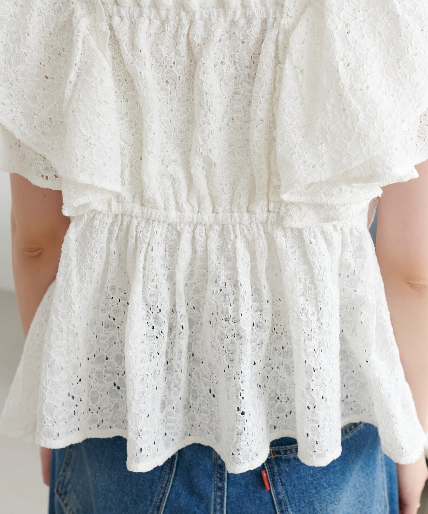 DISCOAT(ディスコート) 【India】レースフリルフレンチブラウス