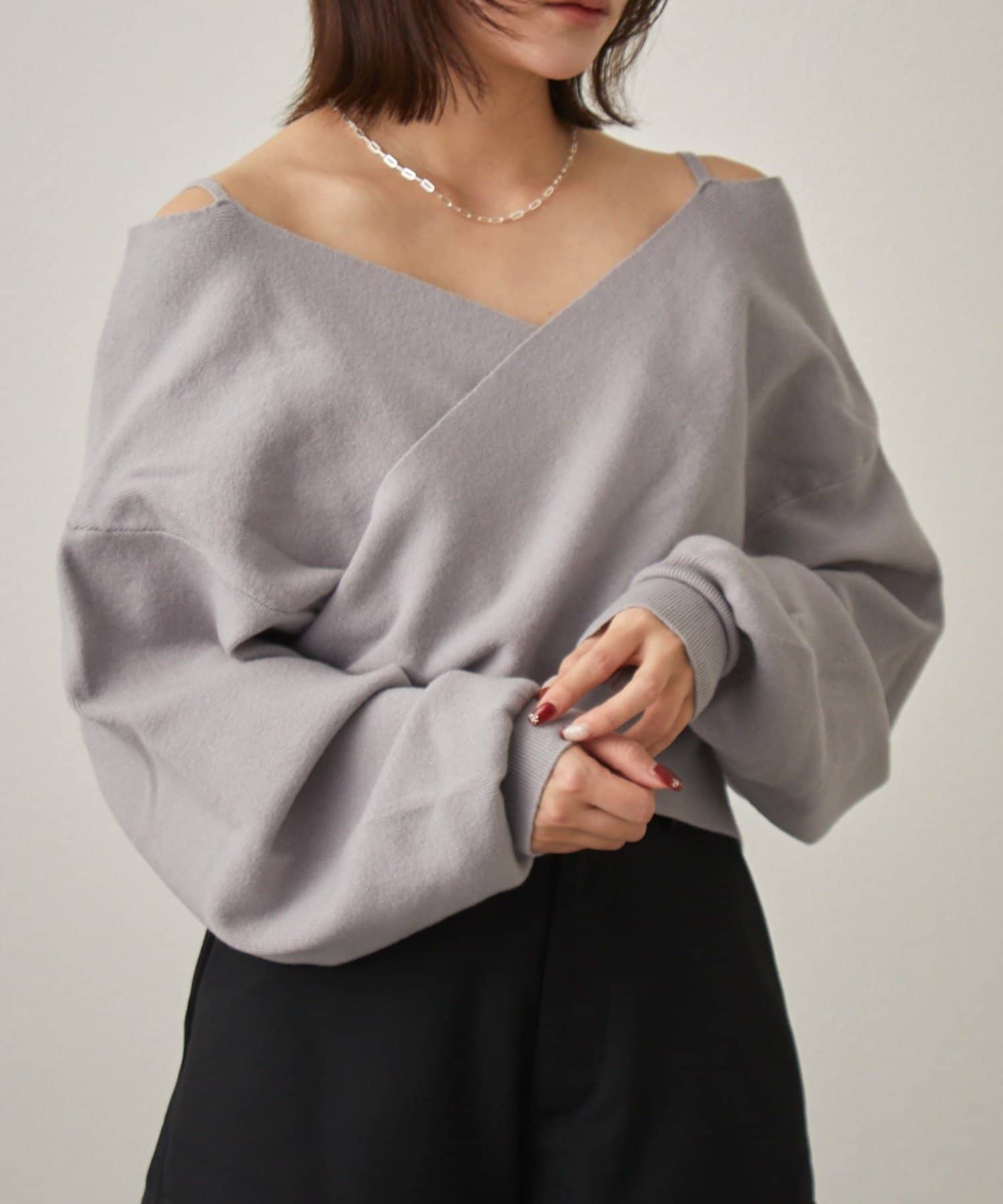 mline(エムライン) [mline]ショルダースウェット ライクニット