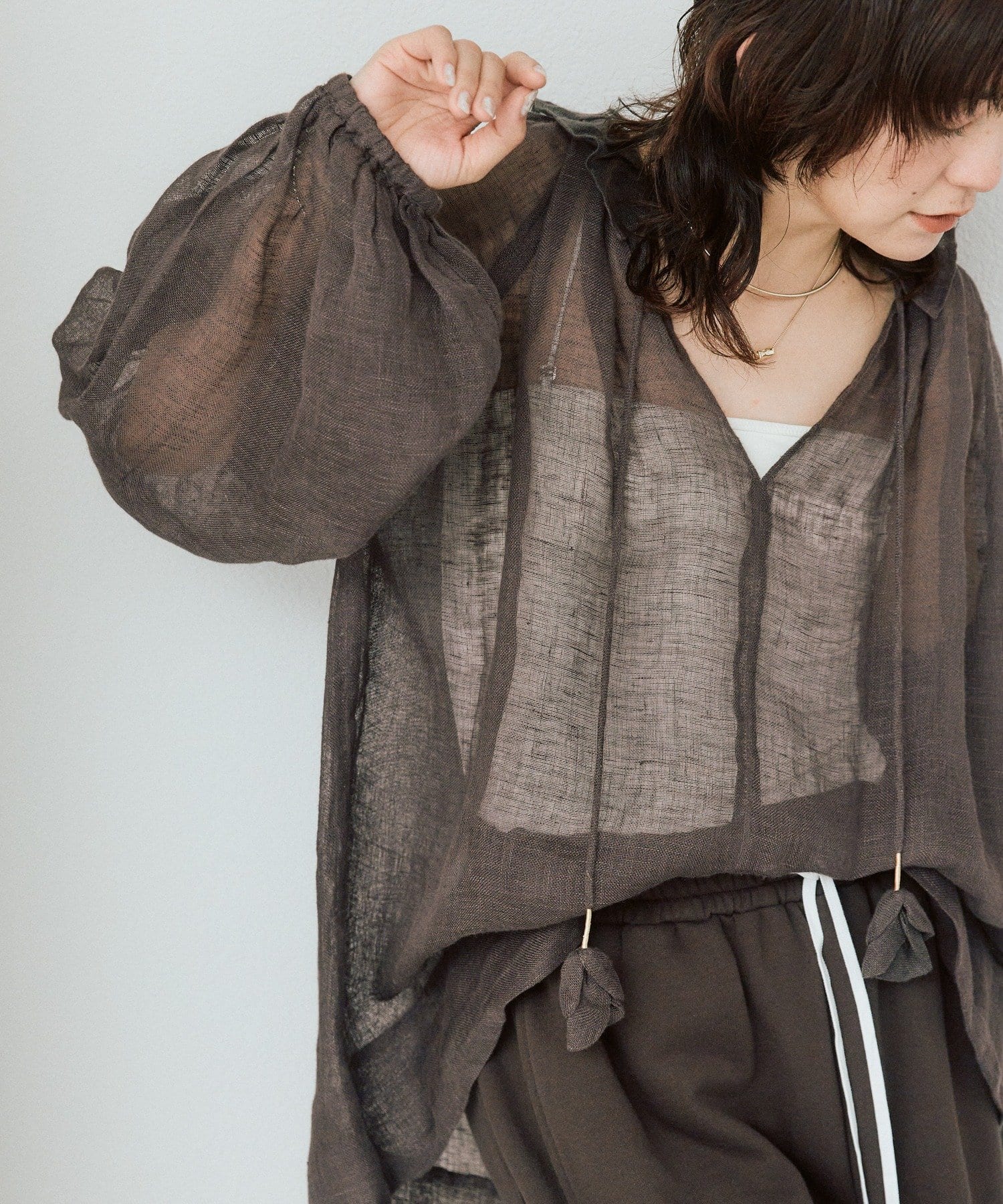 RIVE DROITE(リヴドロワ) 予約【à Nice （ア ・ニース）】リネンギャザーブラウス/6月中旬お届け予定