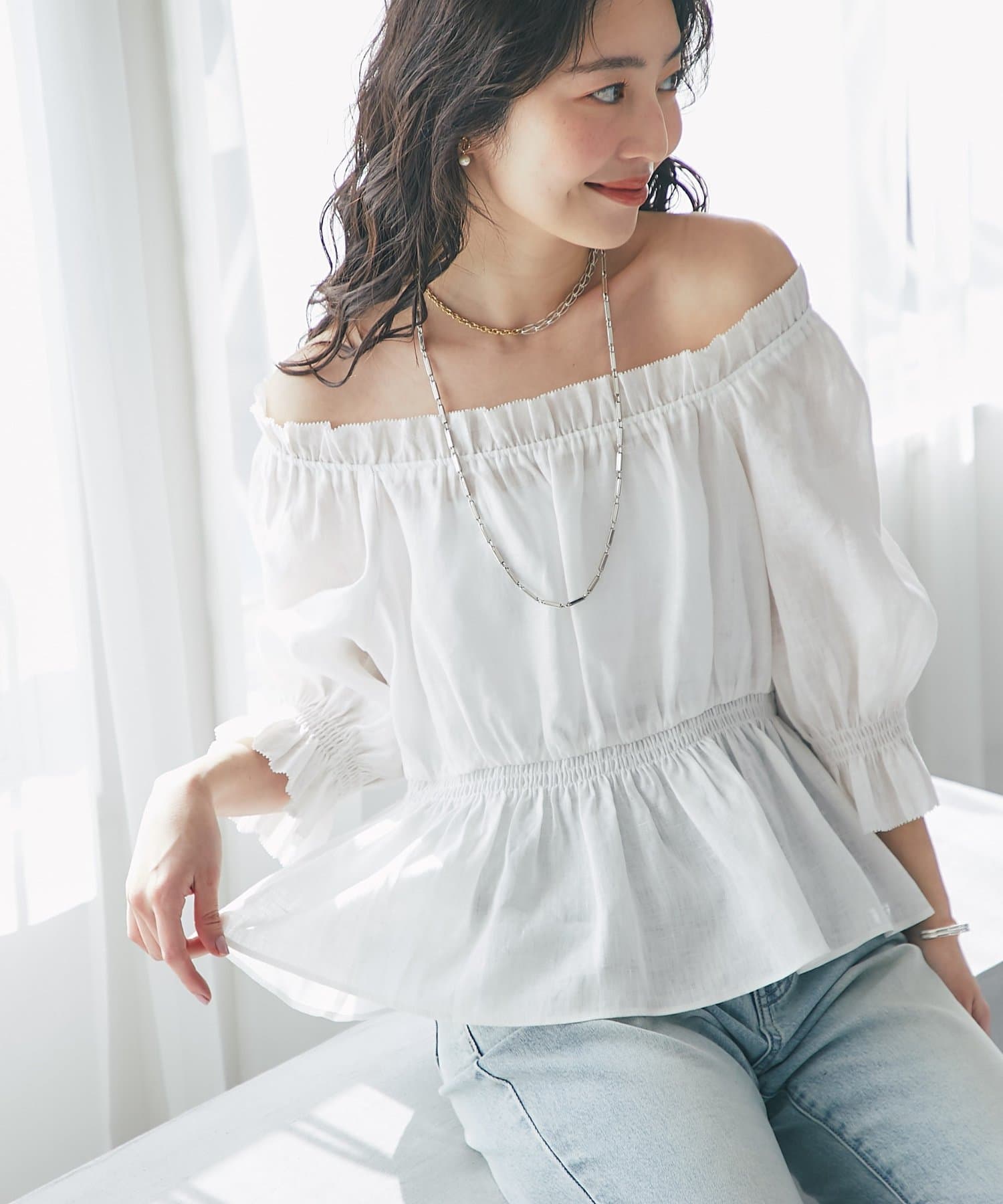 La boutique BonBon(ラブティックボンボン) 【復刻】シャーリングギャザーブラウス