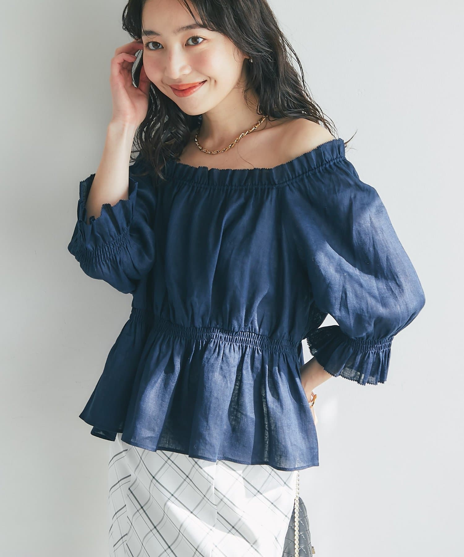 La boutique BonBon(ラブティックボンボン) 【復刻】シャーリングギャザーブラウス