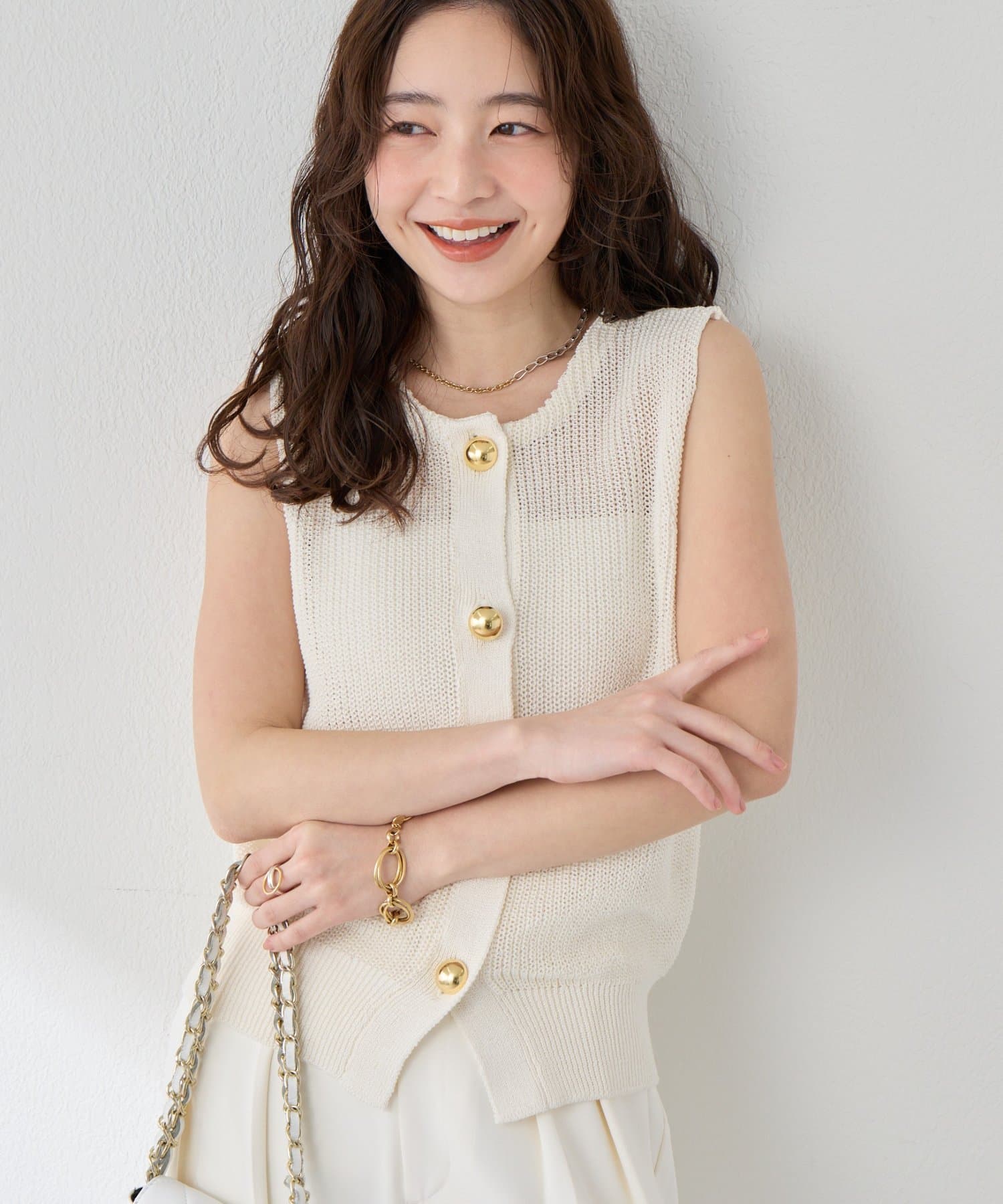 La boutique BonBon(ラブティックボンボン) ギマコットン前後２WAY片畦ベスト