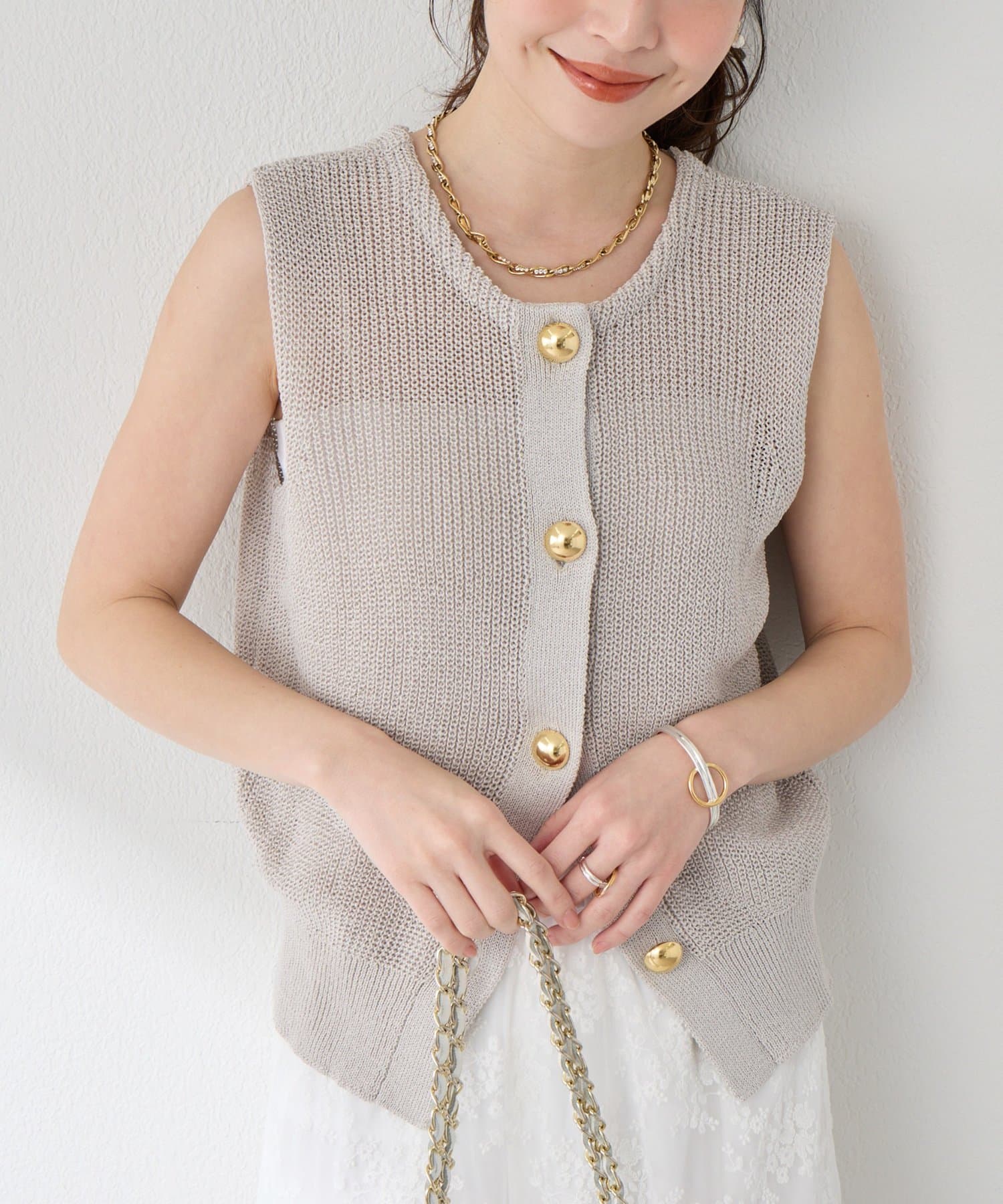 La boutique BonBon(ラブティックボンボン) ギマコットン前後２WAY片畦ベスト