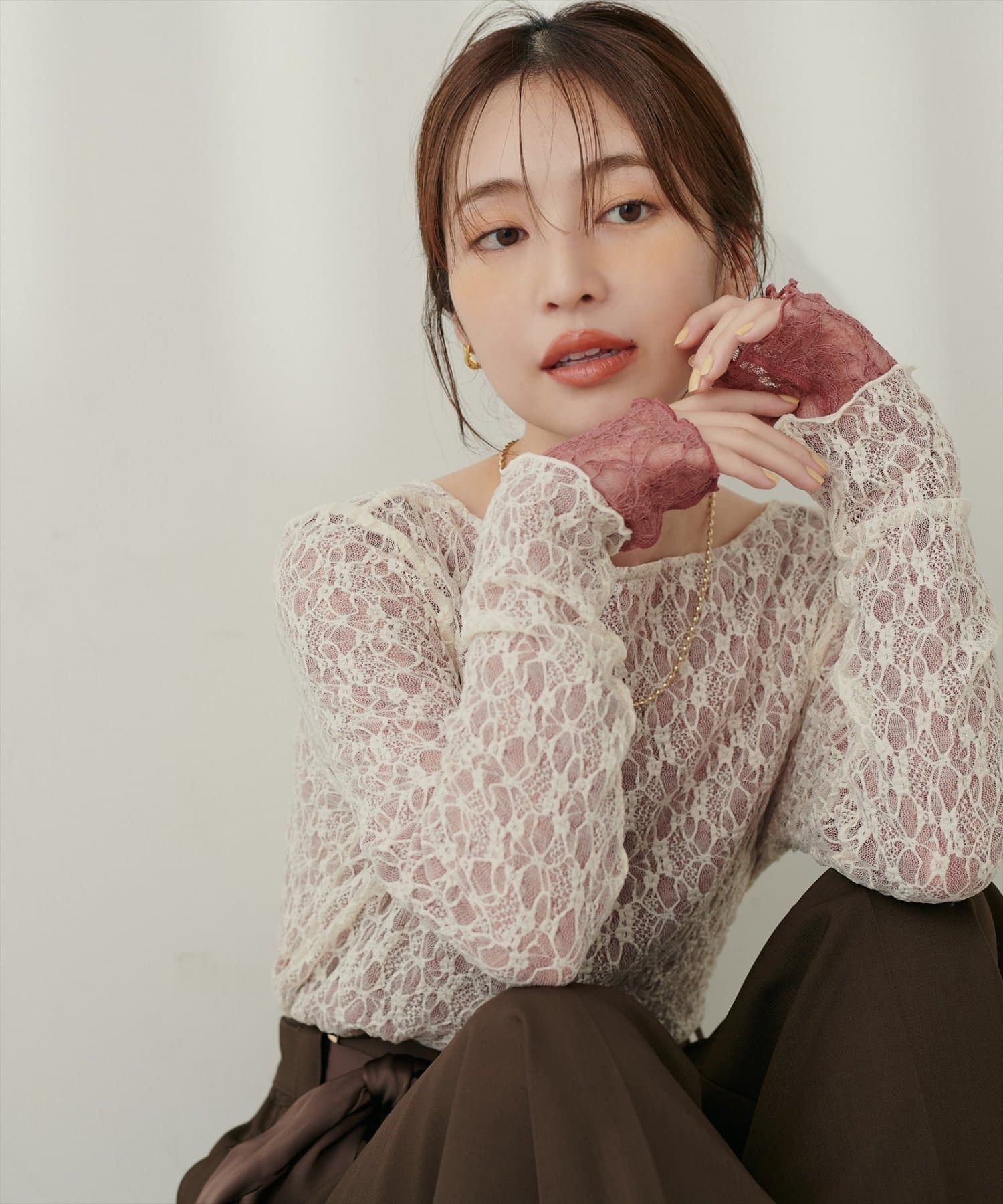 natural couture(ナチュラルクチュール) リバーシブルレーストップス