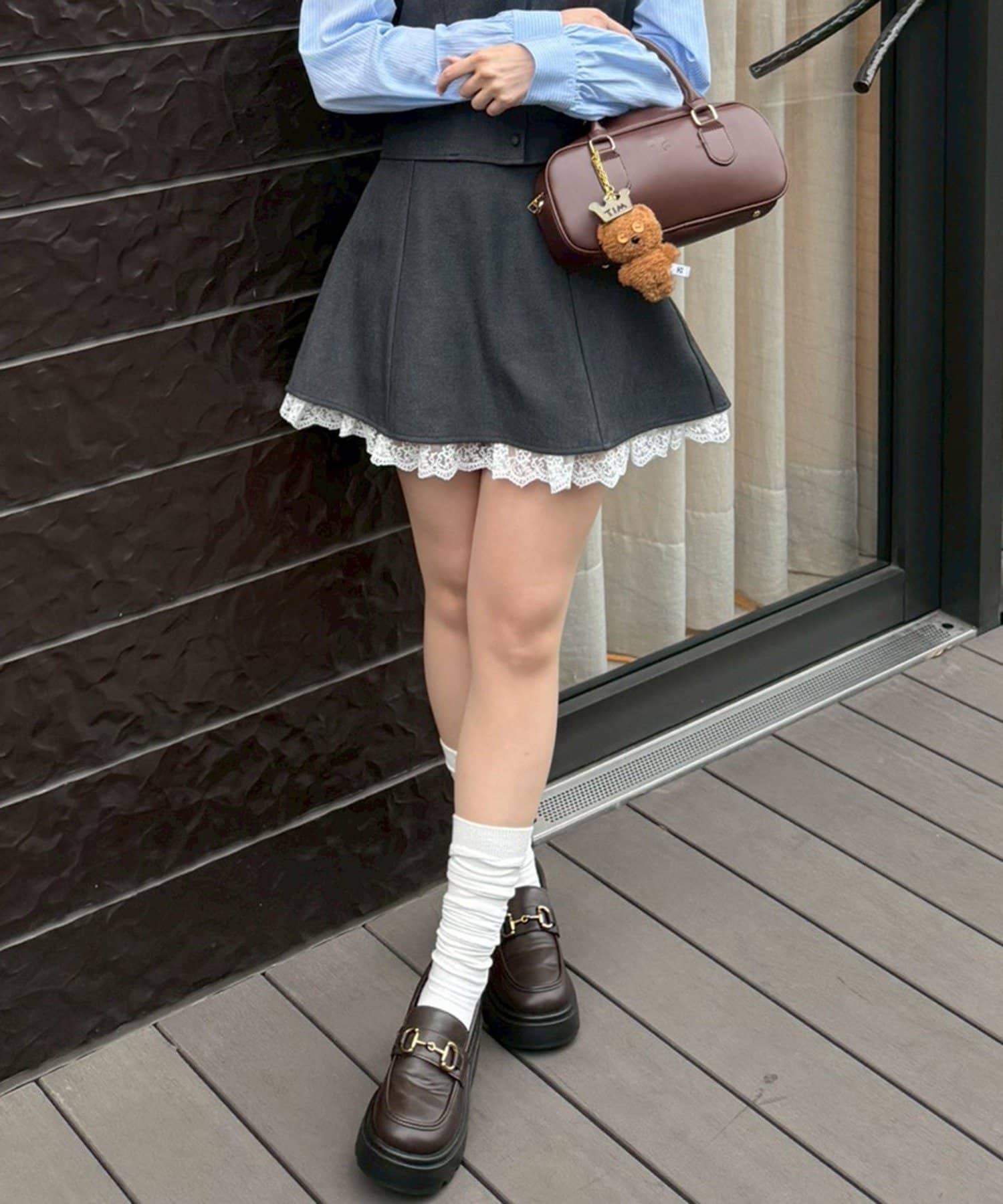 NICE CLAUP / OLIVE des OLIVE OUTLET(ナイスクラップ  / オリーブ デ オリーブ アウトレット) 【continuer】【SETUP】裾レースミニスカート