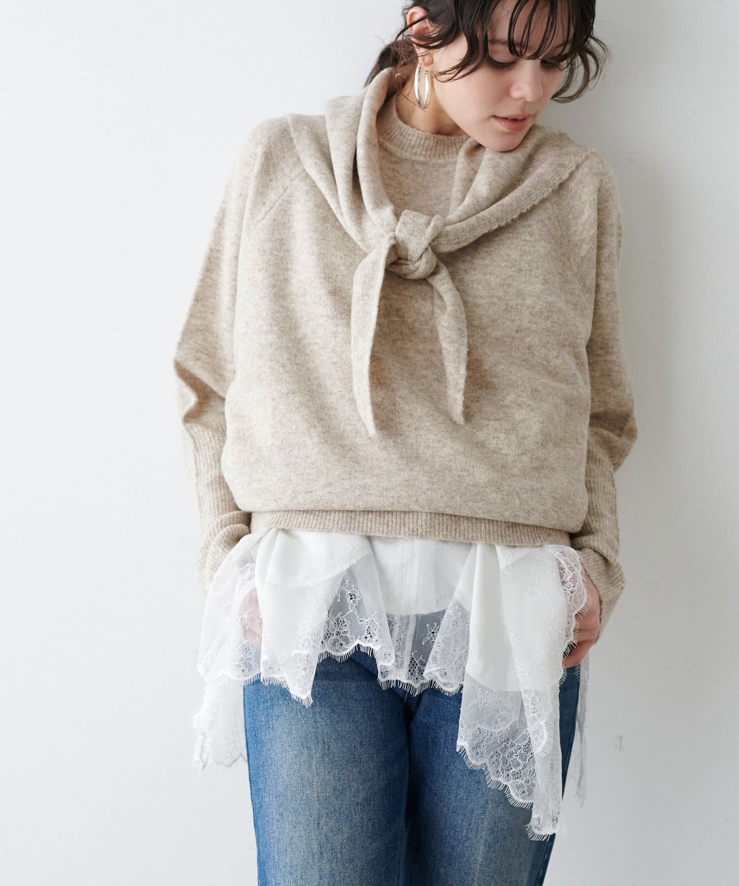 LARUTA(ラルータ) スカーフセットニットプルオーバー