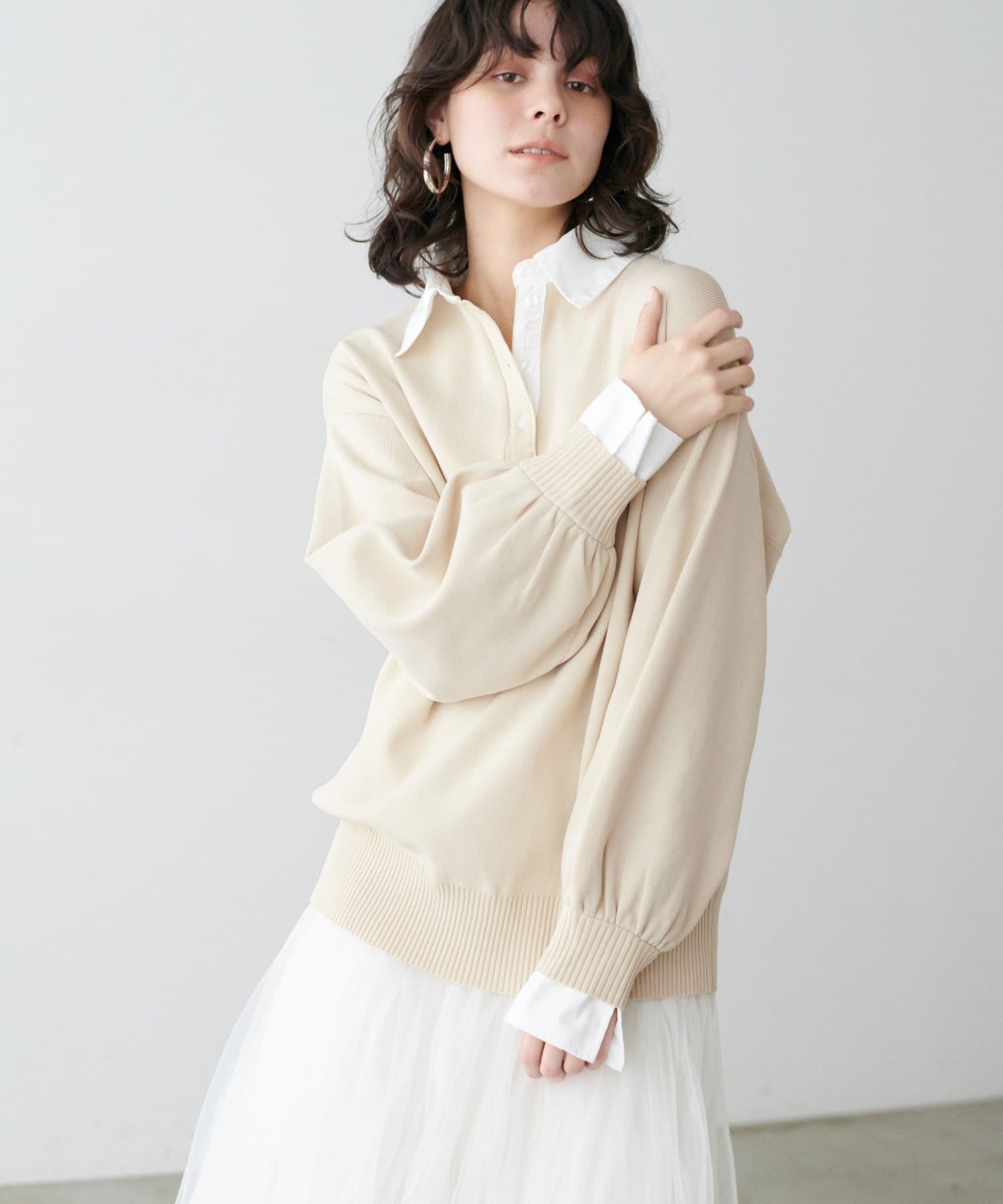 LARUTA(ラルータ) シャツ衿ポロニットプルオーバー