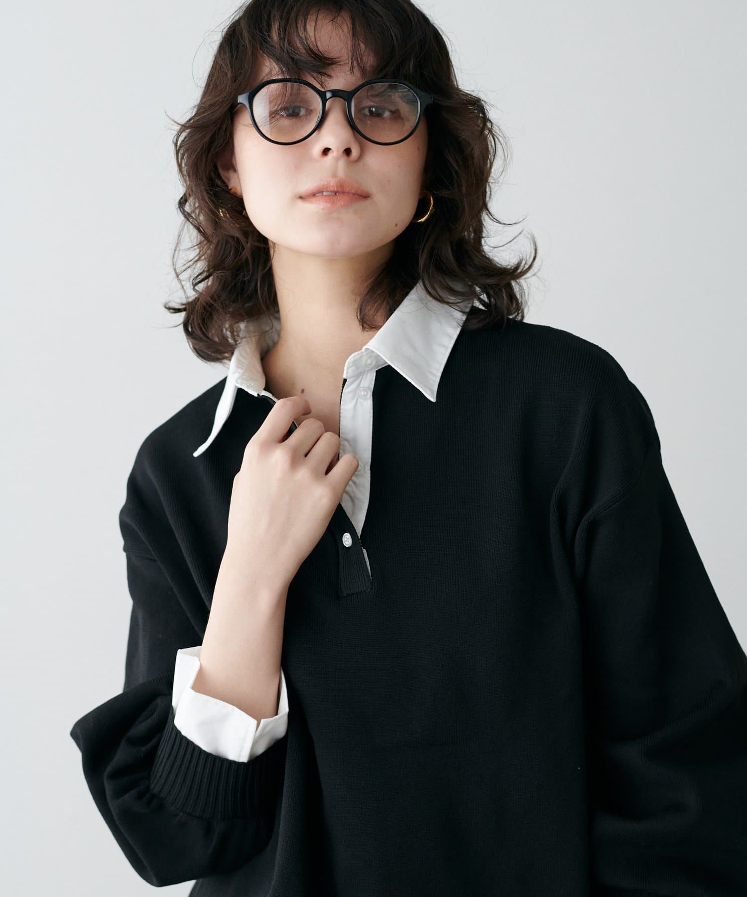 LARUTA(ラルータ) シャツ衿ポロニットプルオーバー