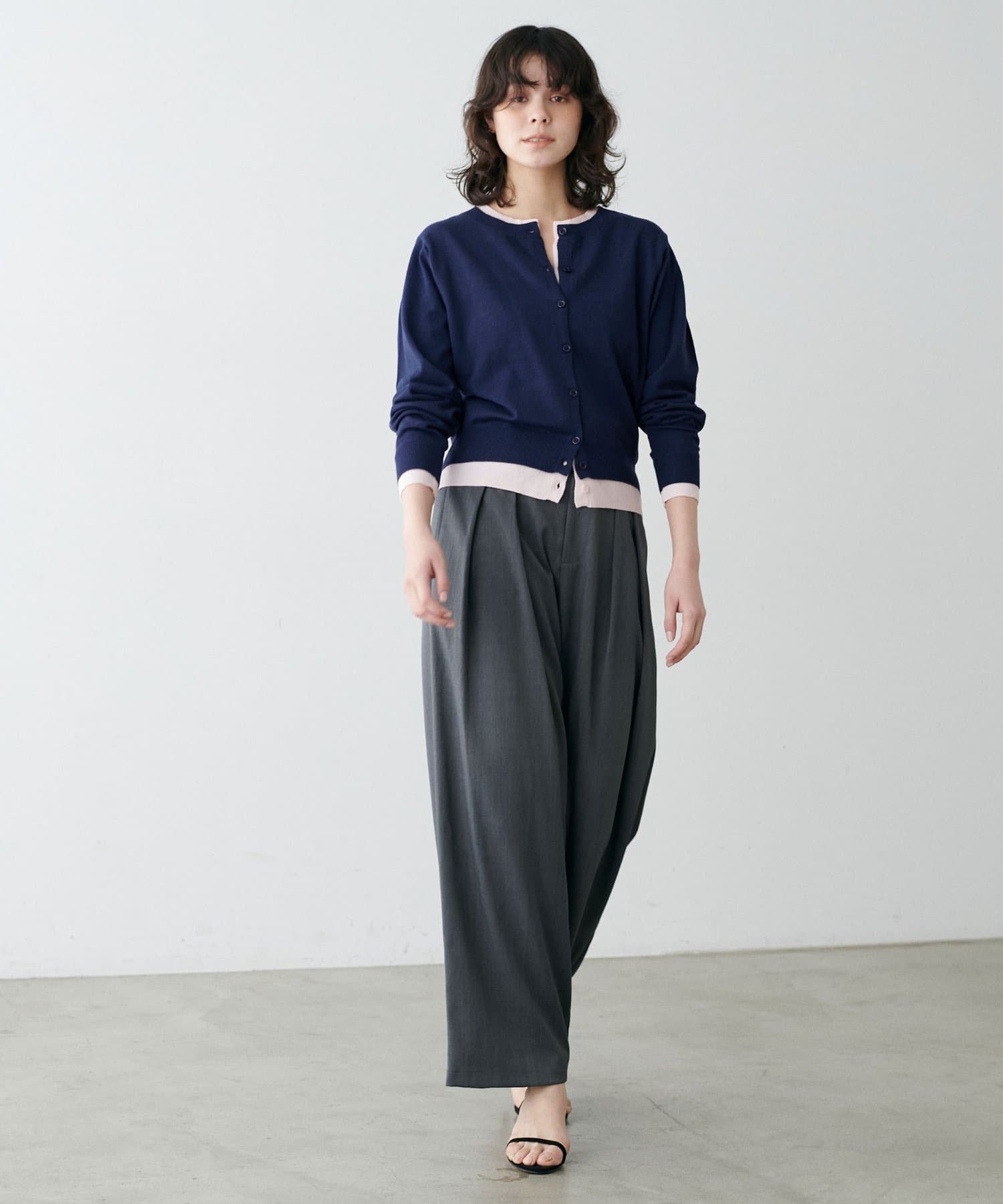 LARUTA(ラルータ) レイヤード配色クルーカーディガン