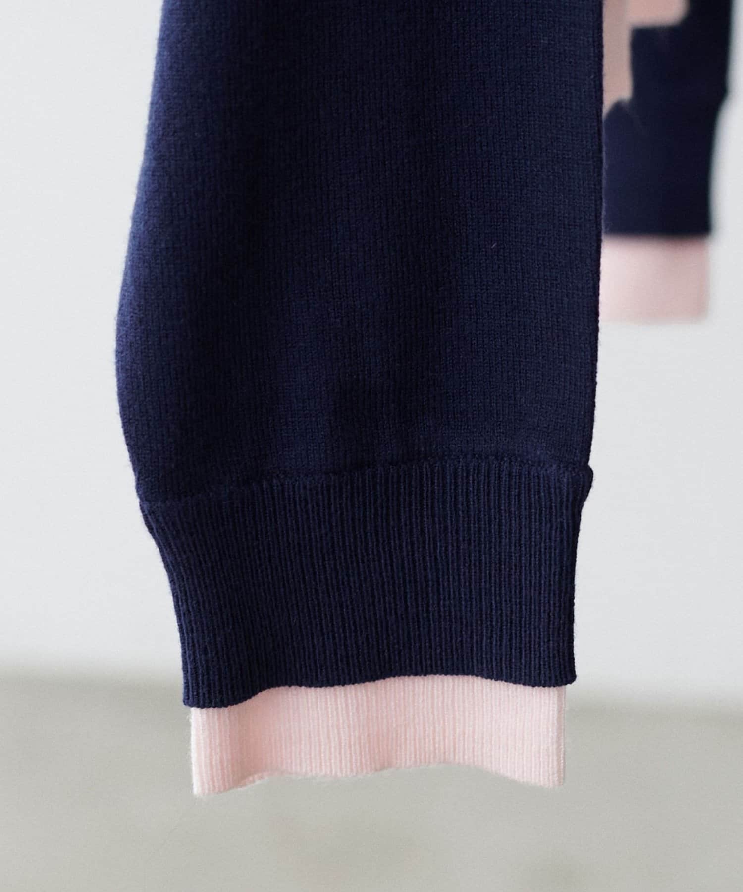 LARUTA(ラルータ) レイヤード配色クルーカーディガン