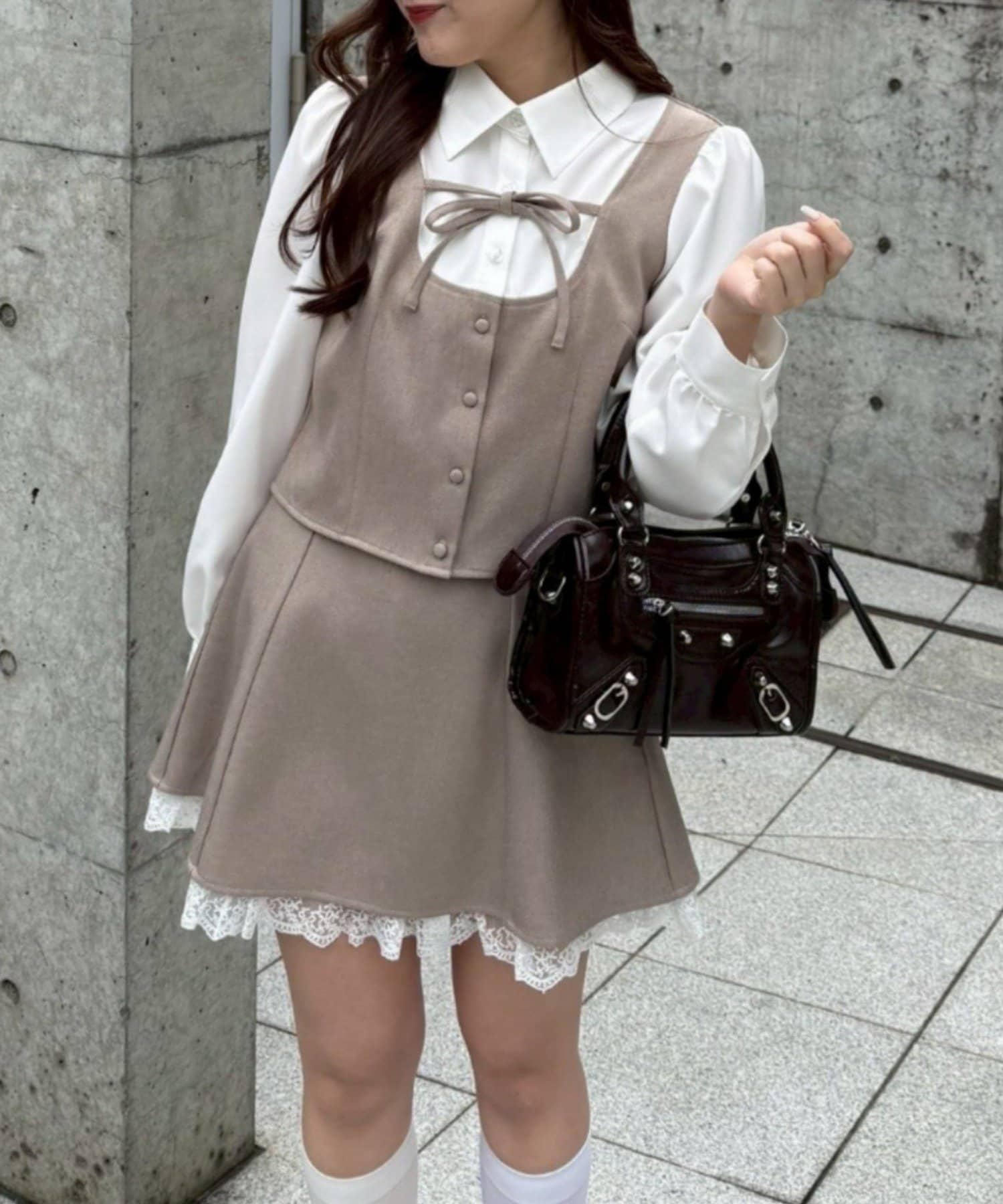 Remind me and forever(リマインドミーアンドフォーエバー) 【セットアップ対応可】ドッキングリボンブラウス