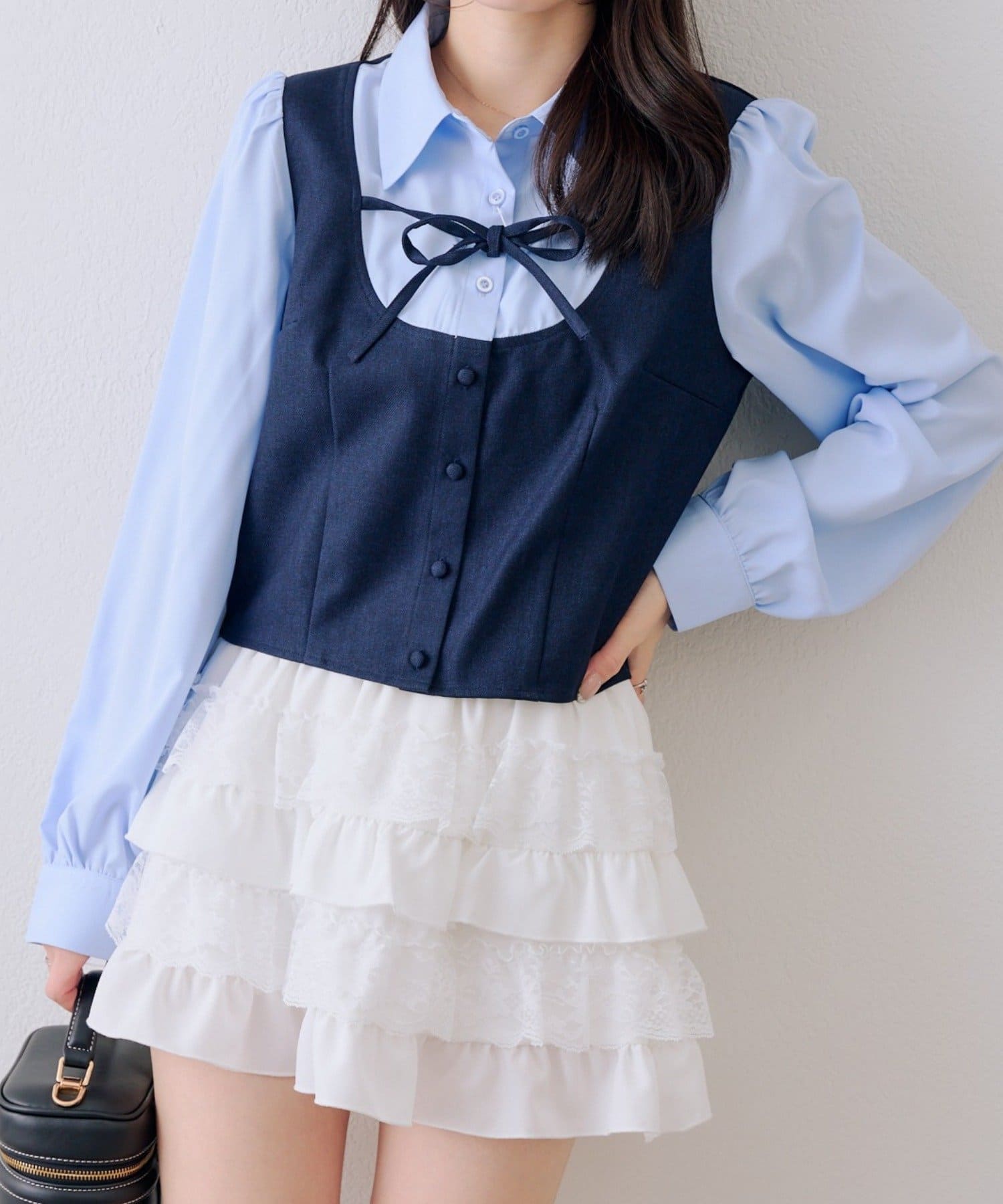 Remind me and forever(リマインドミーアンドフォーエバー) 【セットアップ対応可】ドッキングリボンブラウス