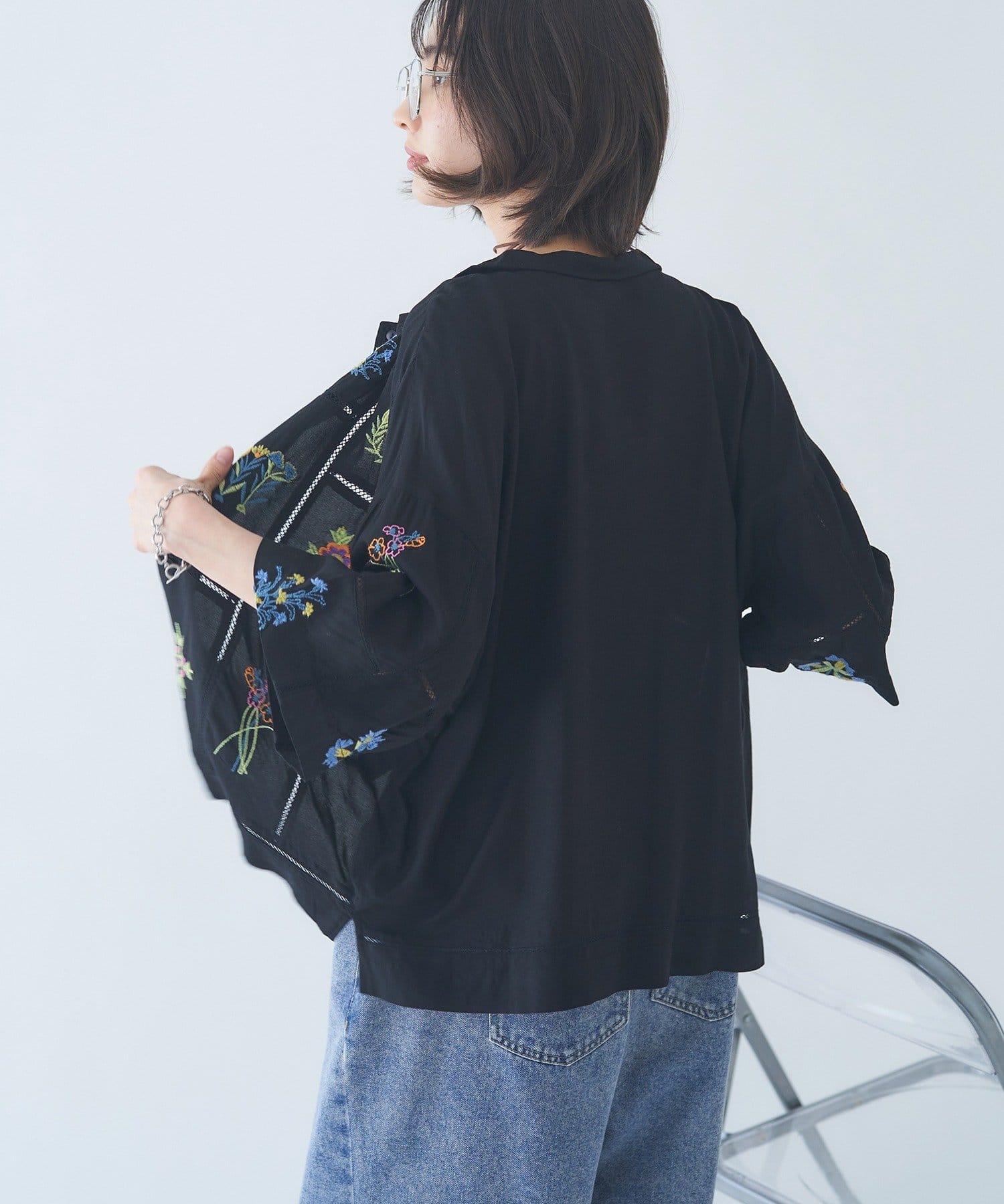 Remind me and forever(リマインドミーアンドフォーエバー) 【nane】【India series】パッチワーク刺繍シャツブラウス