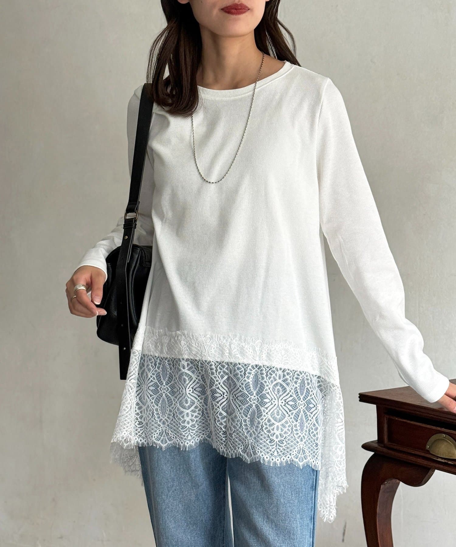 CPCM(シーピーシーエム) ヘムレースインナーロングスリーブT