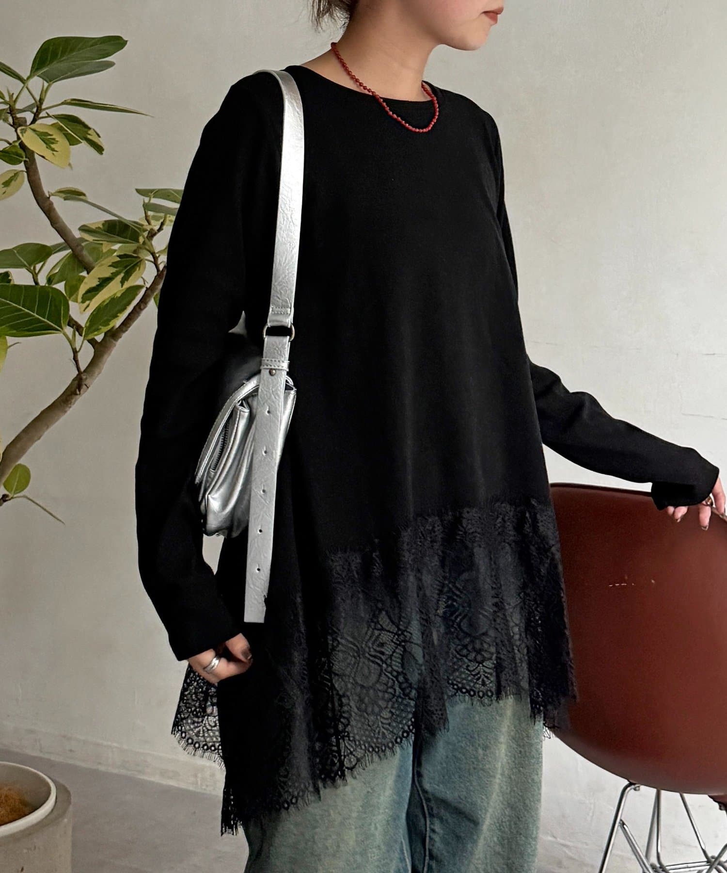 CPCM(シーピーシーエム) ヘムレースインナーロングスリーブT