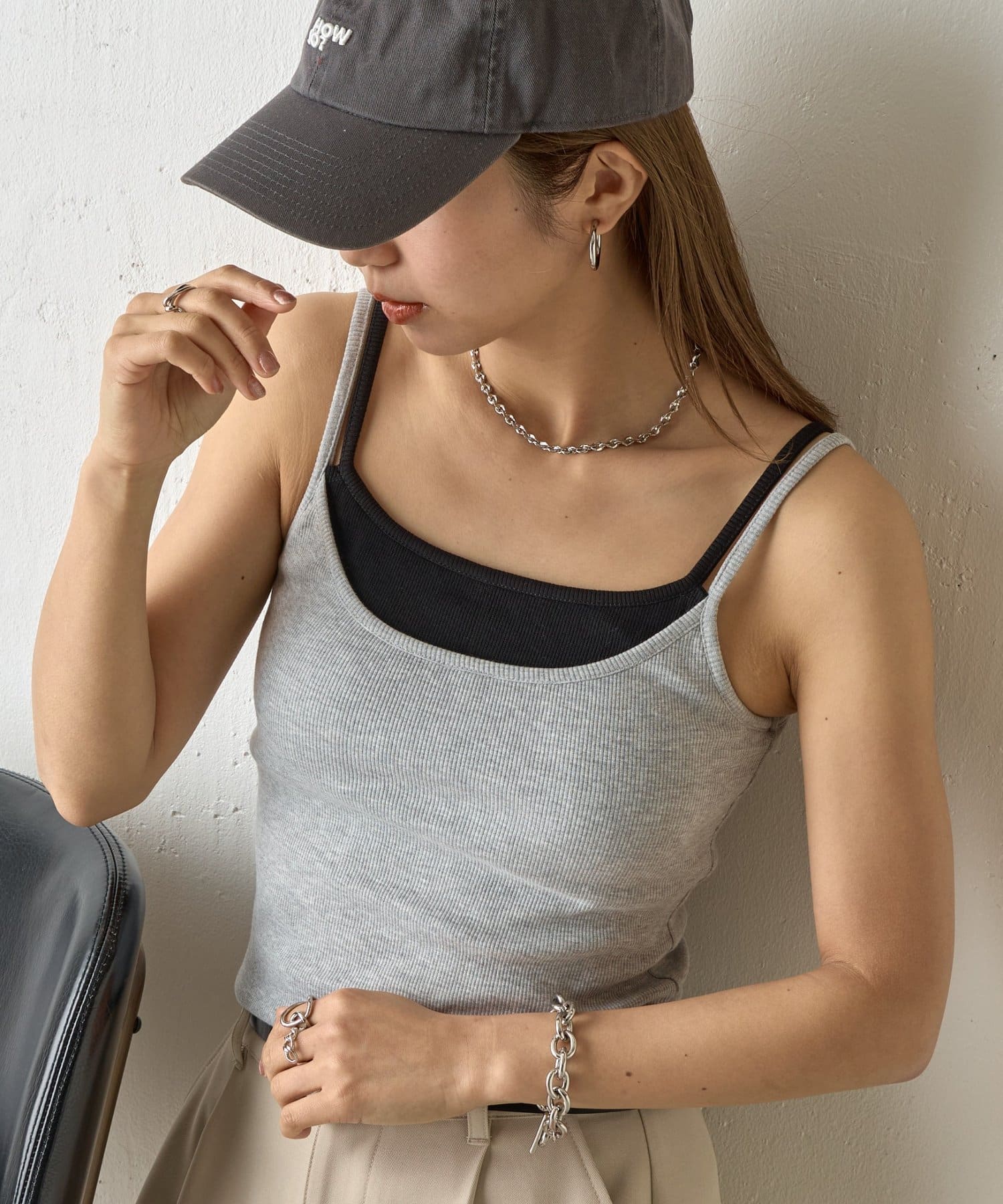 COLONY 2139(コロニー トゥーワンスリーナイン) 【WEB限定】カップ付きレイヤードテレコキャミ