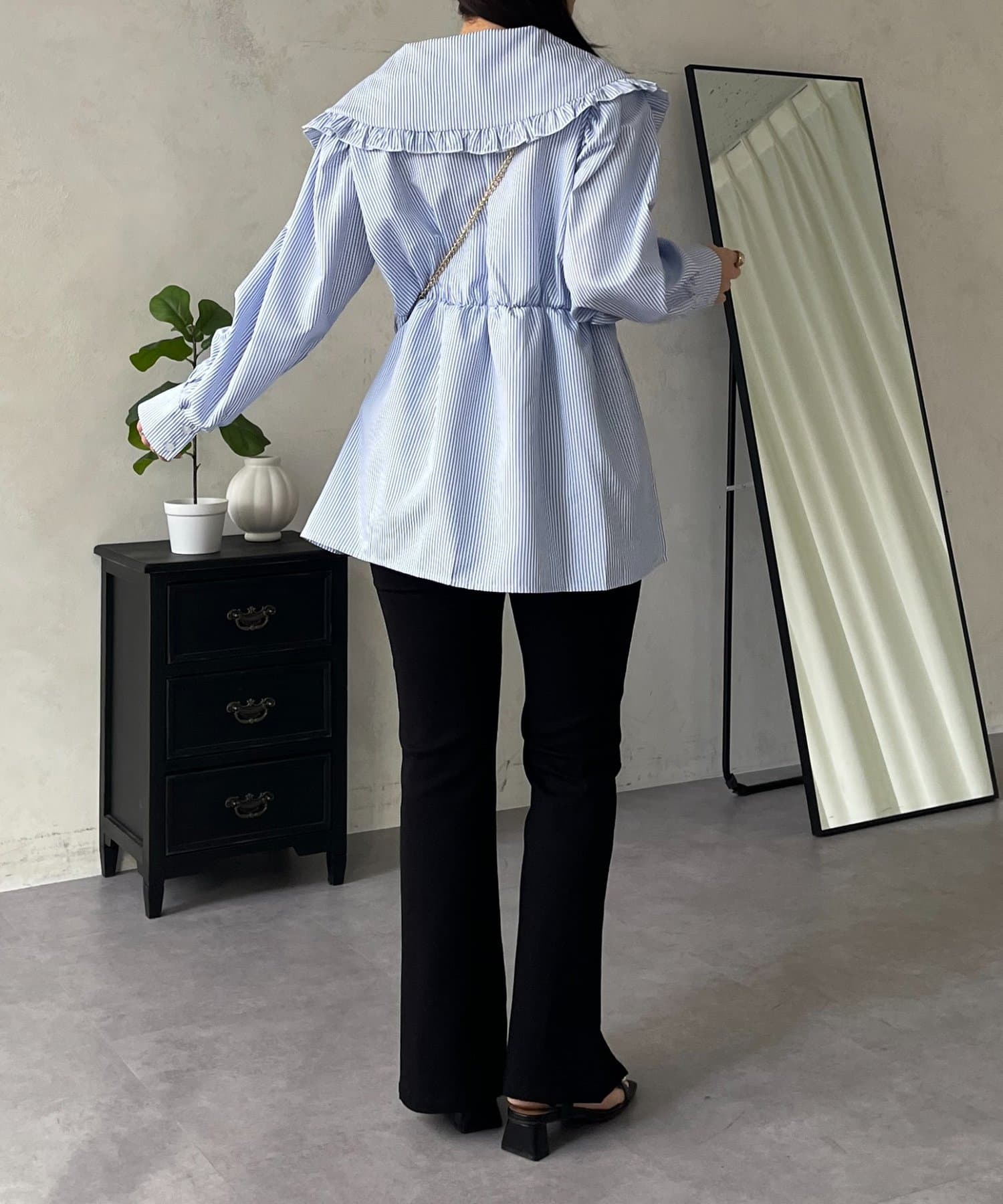 prose verse(プロズヴェール) フリルビッグカラーペプラムブラウス