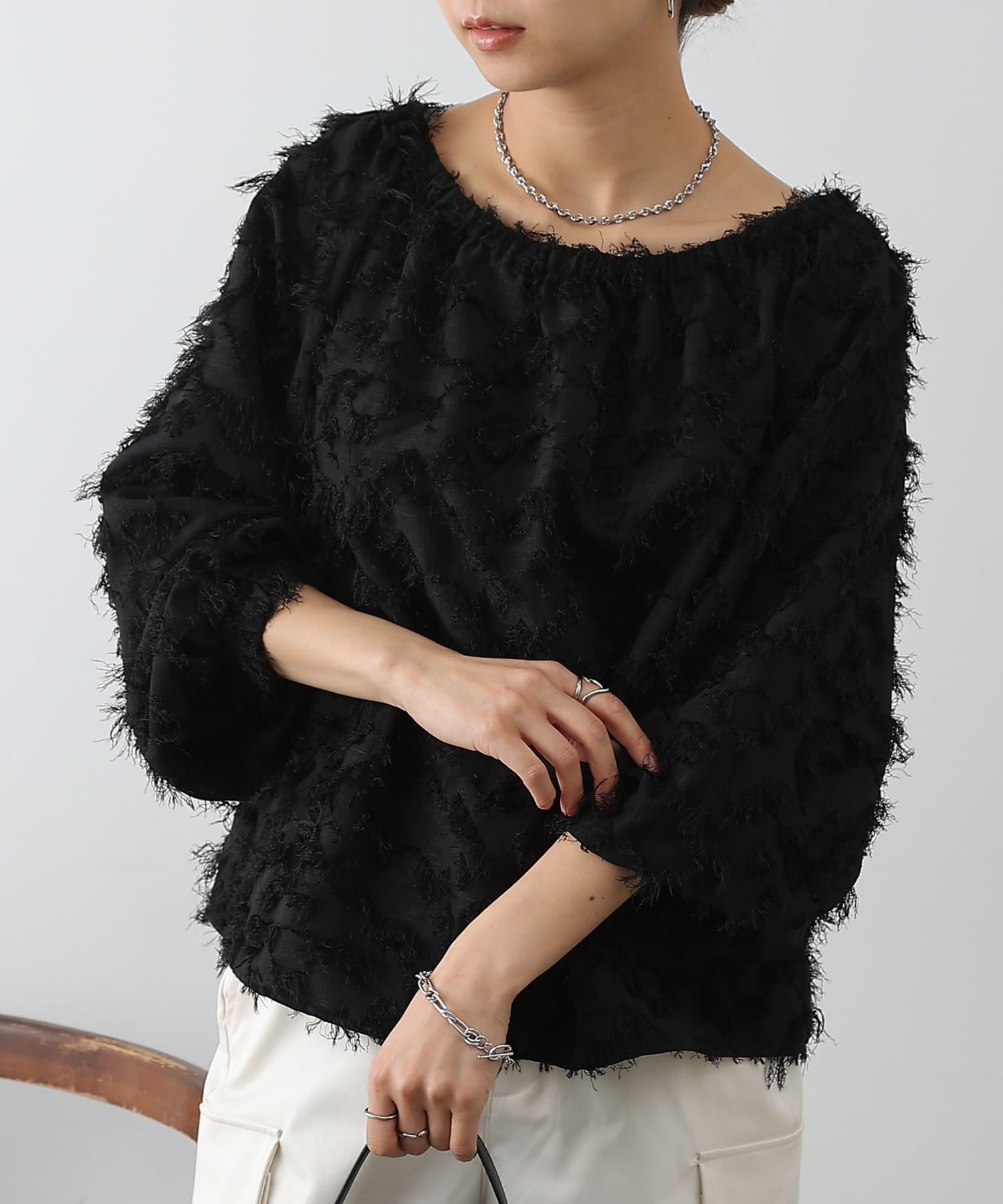 COLONY 2139(コロニー トゥーワンスリーナイン) フリンジジャガードマルチWAYブラウス