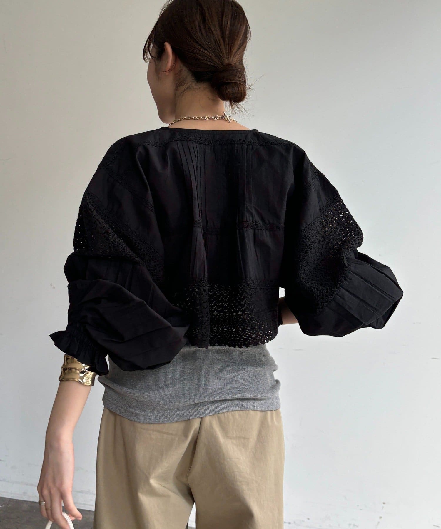 DOUDOU(ドゥドゥ) インドレースボレロブラウス