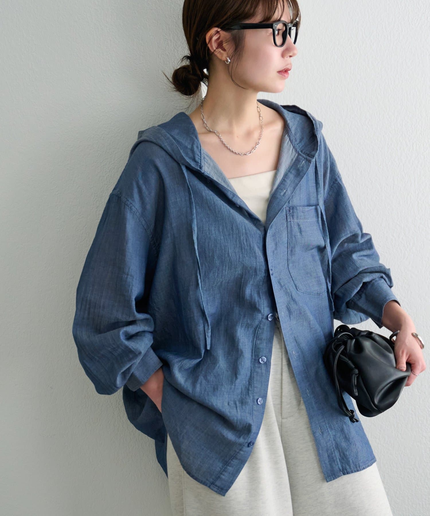 DISCOAT(ディスコート) 【Enlude】シアーデニムフードオーバーシャツ《ユニセックス》