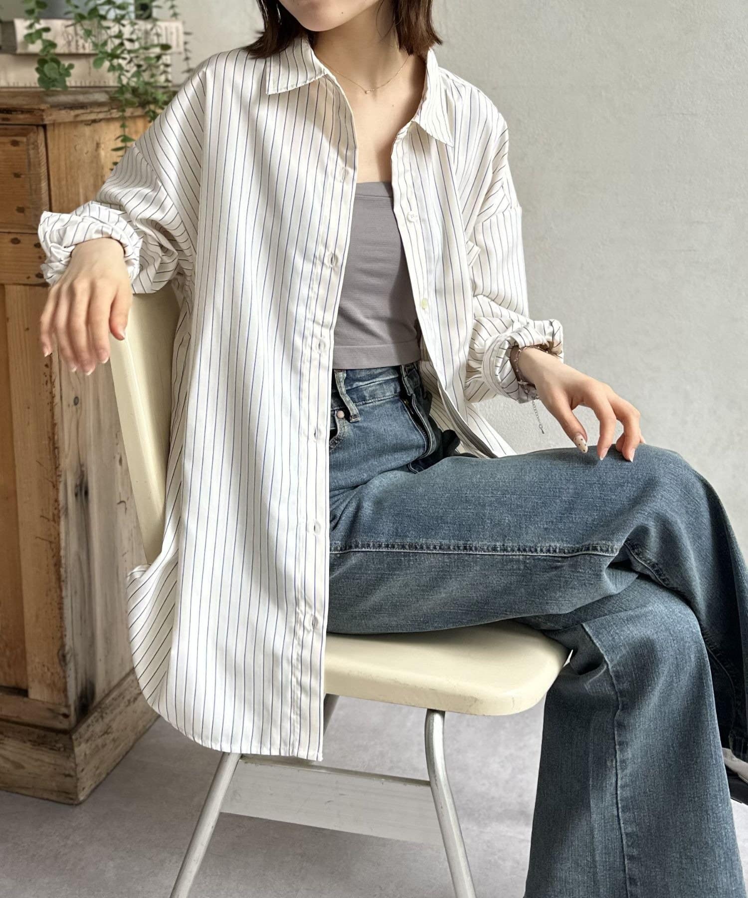 LOCUST(ローカスト) ストライプベーシックシャツ