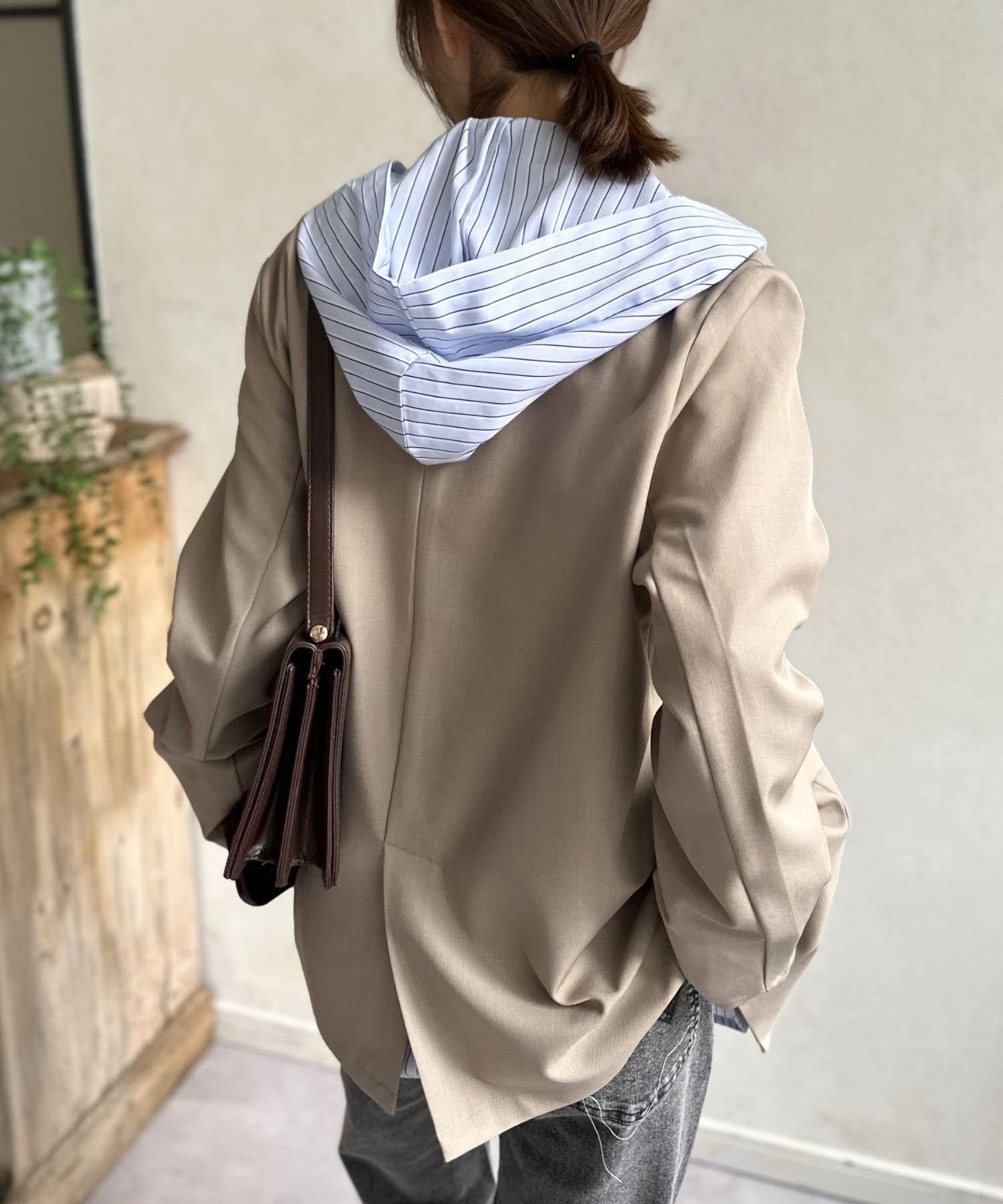 LOCUST(ローカスト) ストライプフード付きシャツ