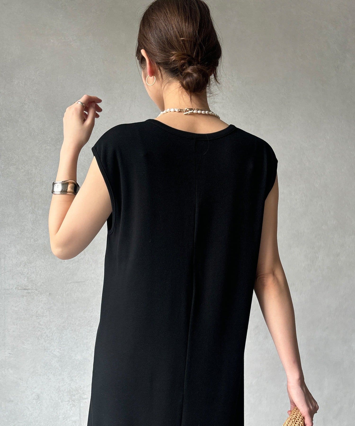 DOUDOU(ドゥドゥ) 【WEB限定】テレコヘンリーネックワンピース