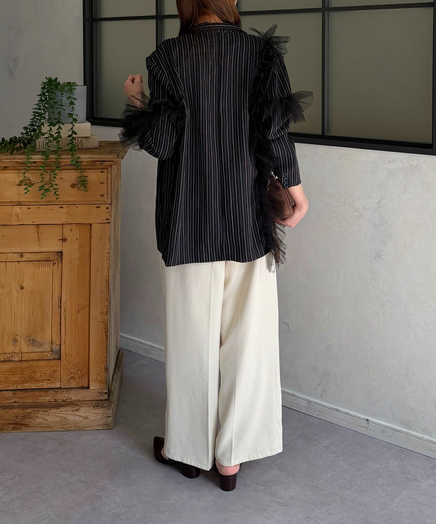 Thevon.(ゼヴォン) チュール切替ストライプジャケット