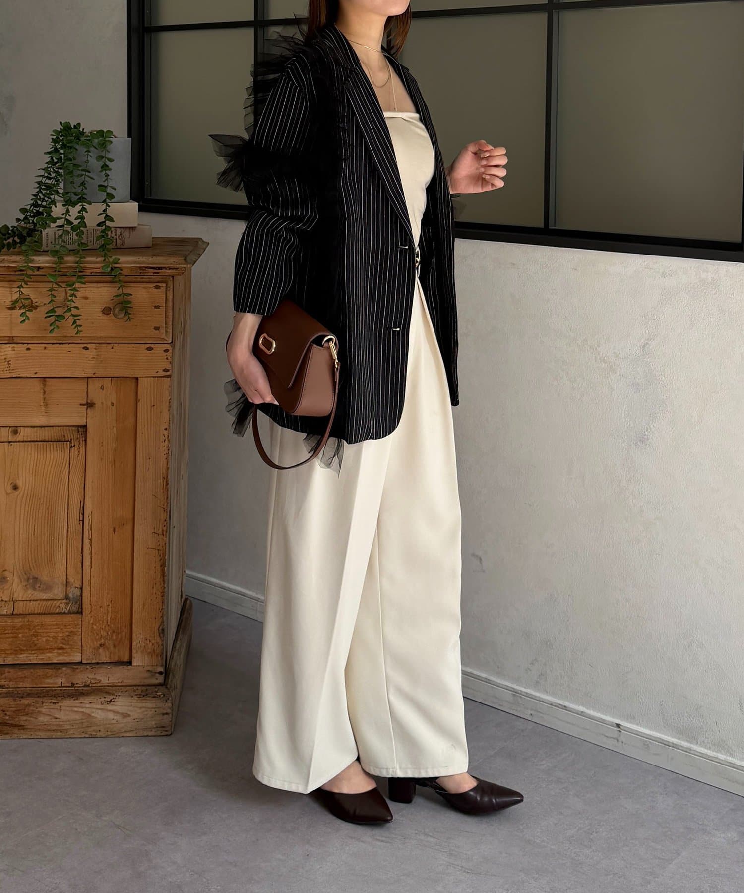 Thevon.(ゼヴォン) チュール切替ストライプジャケット