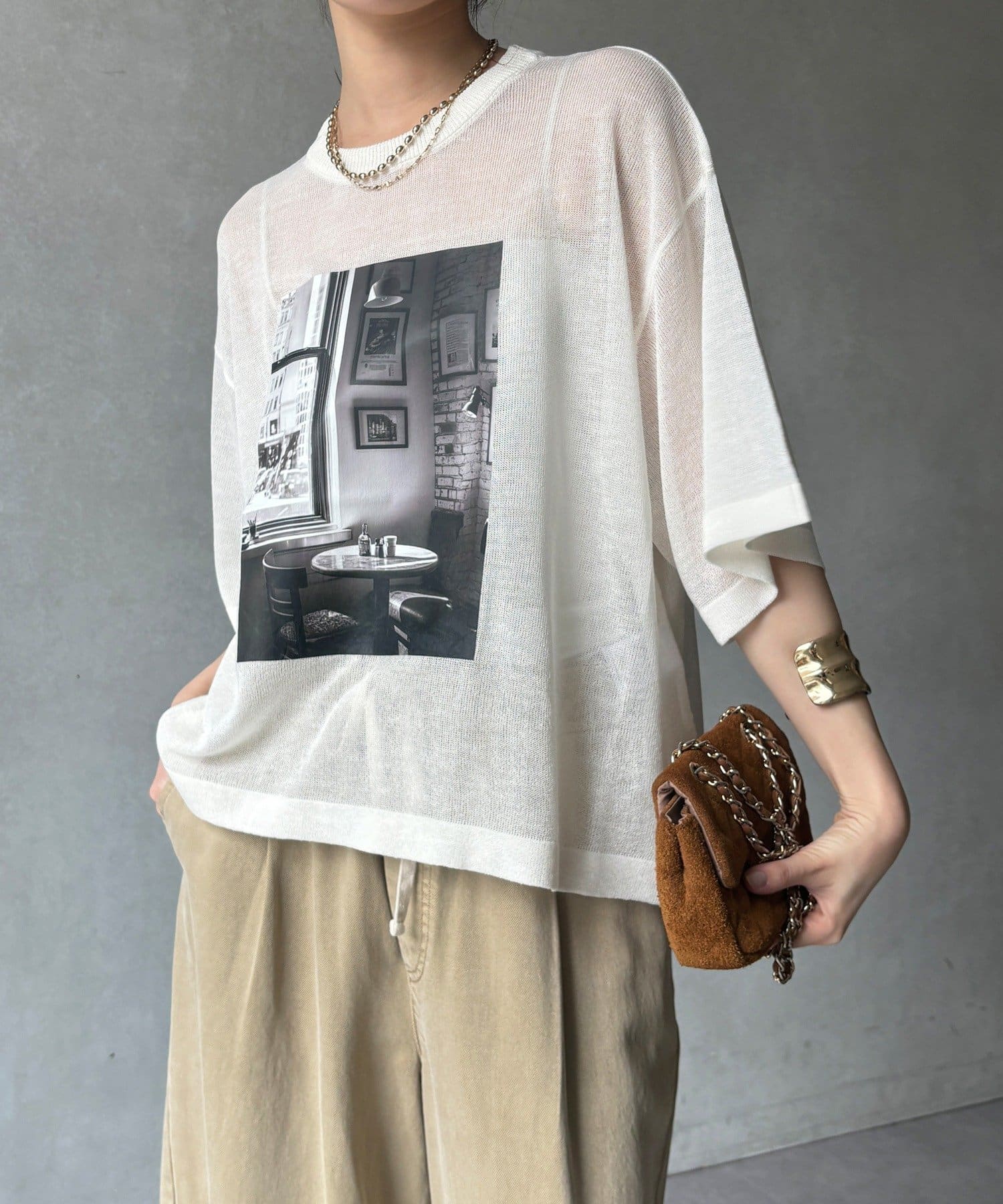 DOUDOU(ドゥドゥ) 【WEB限定】プリントシアーニットプルオーバー