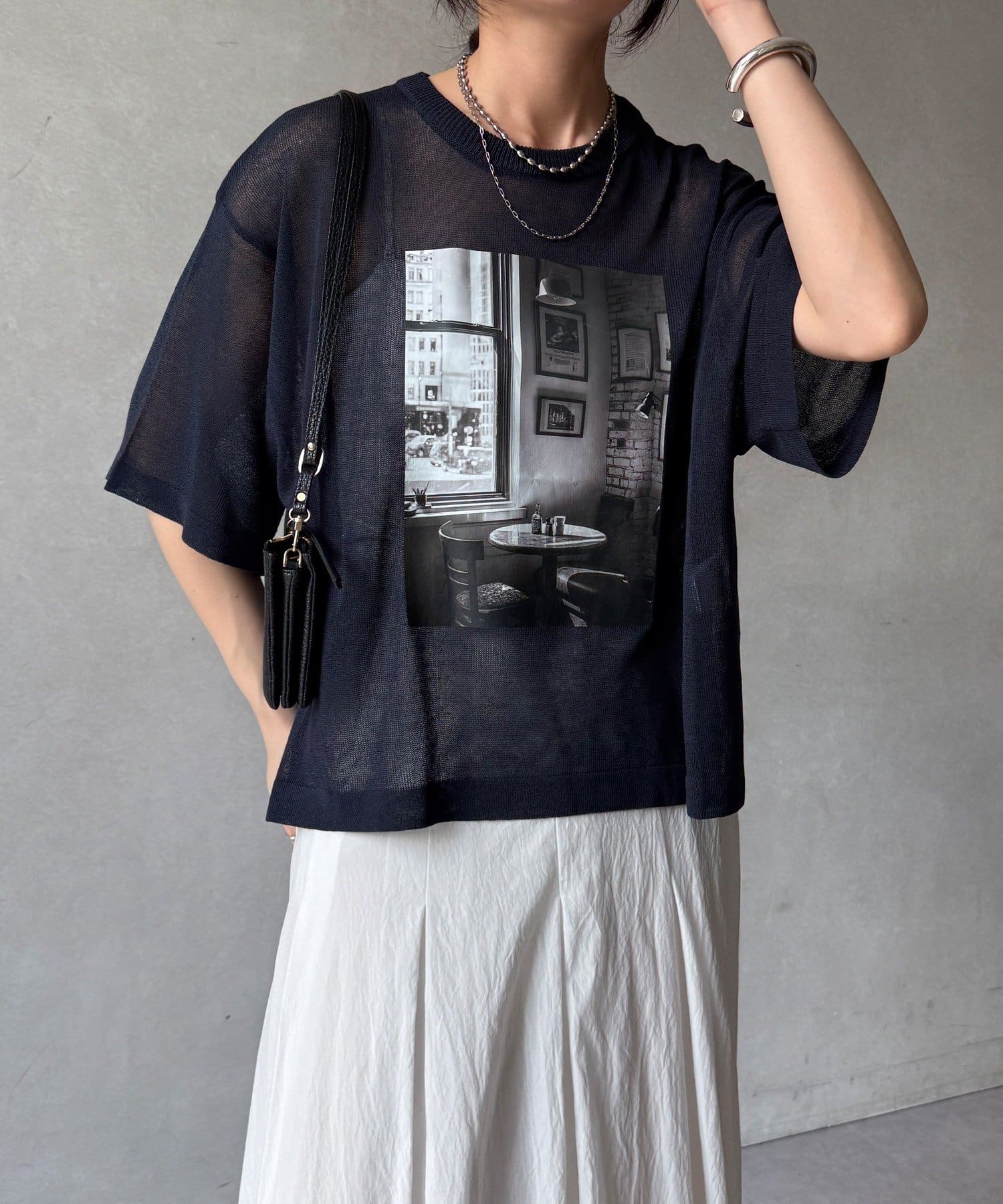 DOUDOU(ドゥドゥ) 【WEB限定】プリントシアーニットプルオーバー