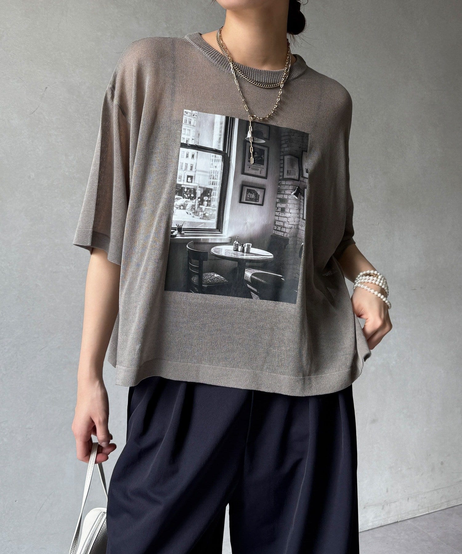 DOUDOU(ドゥドゥ) 【WEB限定】プリントシアーニットプルオーバー