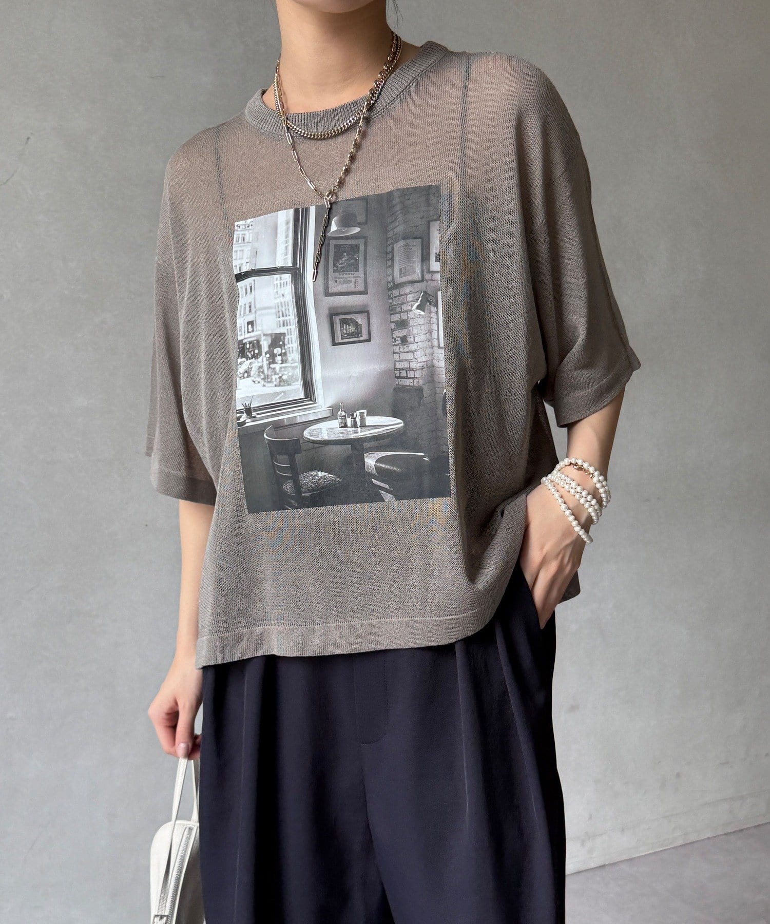 DOUDOU(ドゥドゥ) 【WEB限定】プリントシアーニットプルオーバー