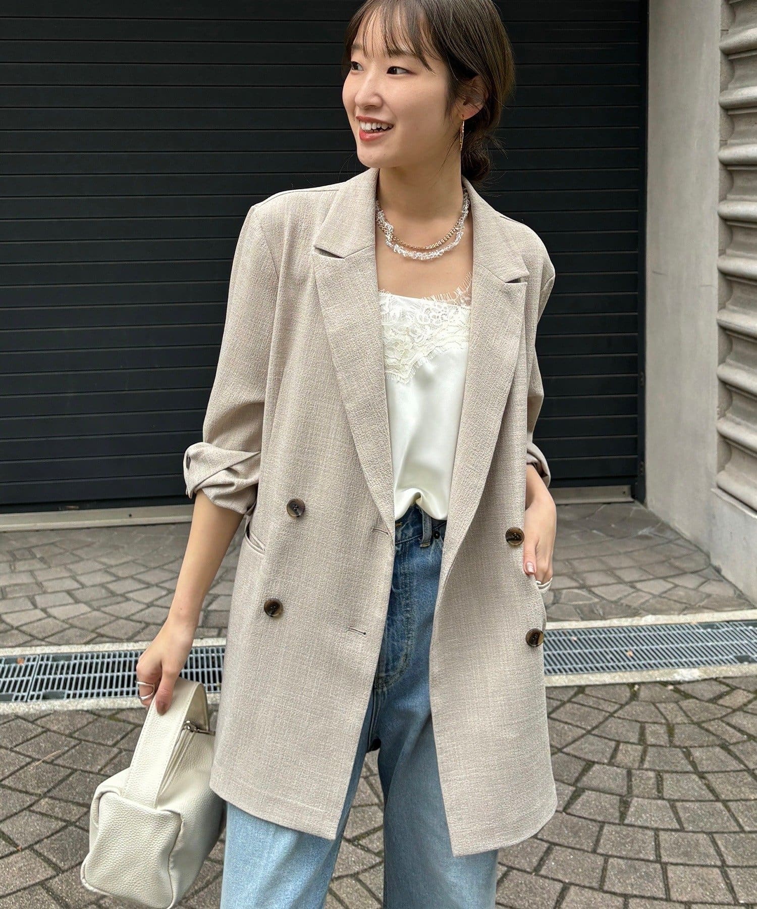 DOUDOU(ドゥドゥ) 【インフルエンサー REI企画】リネンライクスラブジャケット