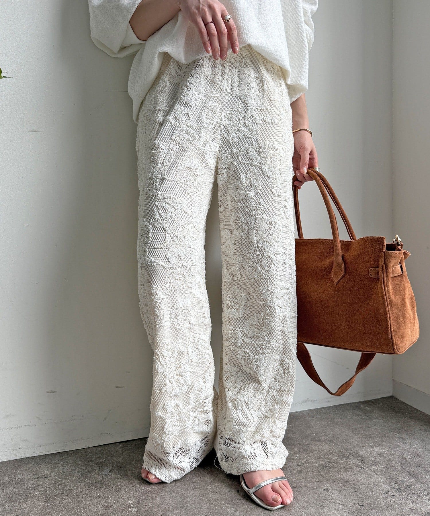 DOUDOU(ドゥドゥ) 【セットアップ可能】メッシュレースパンツ