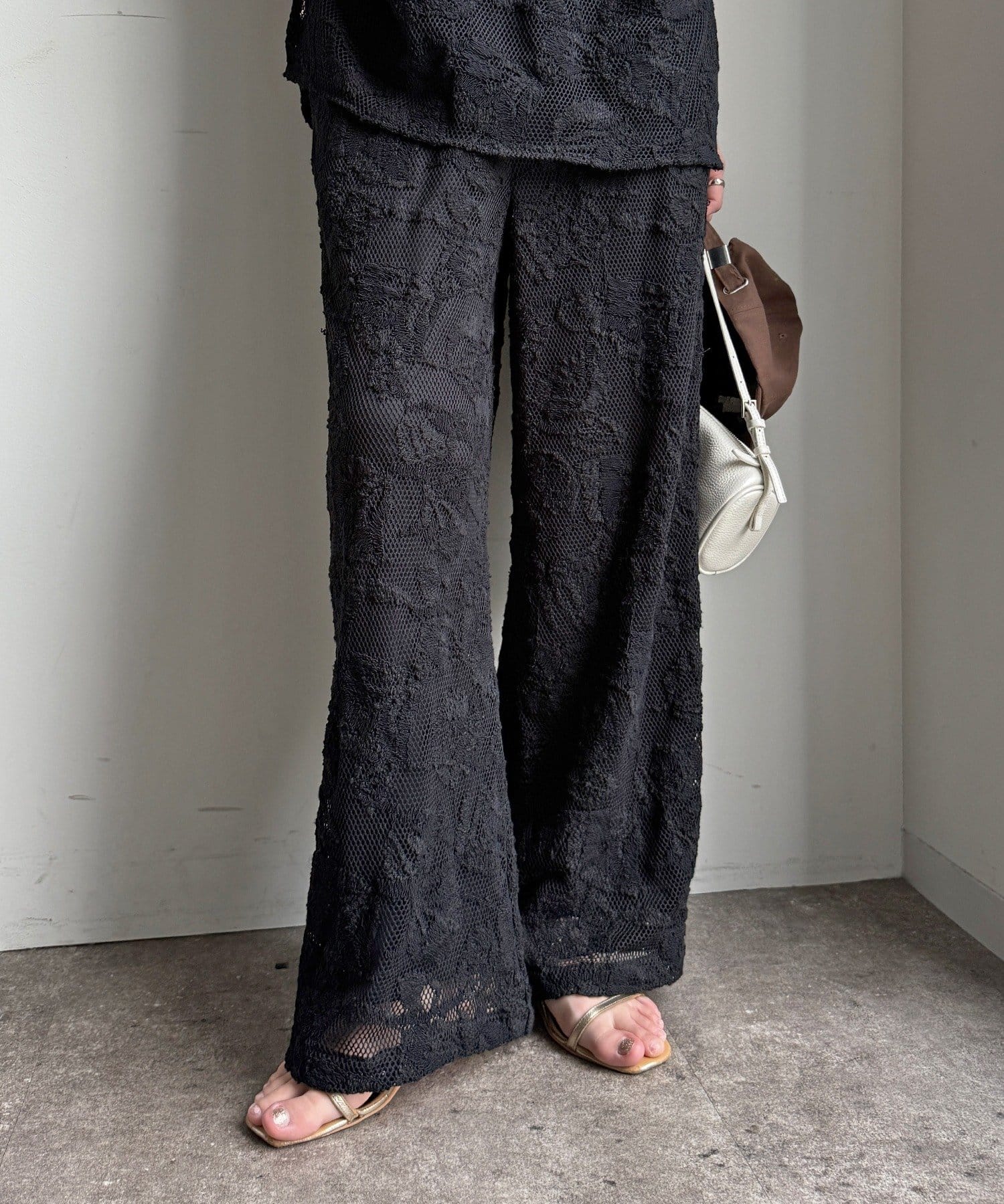 DOUDOU(ドゥドゥ) 【セットアップ可能】メッシュレースパンツ