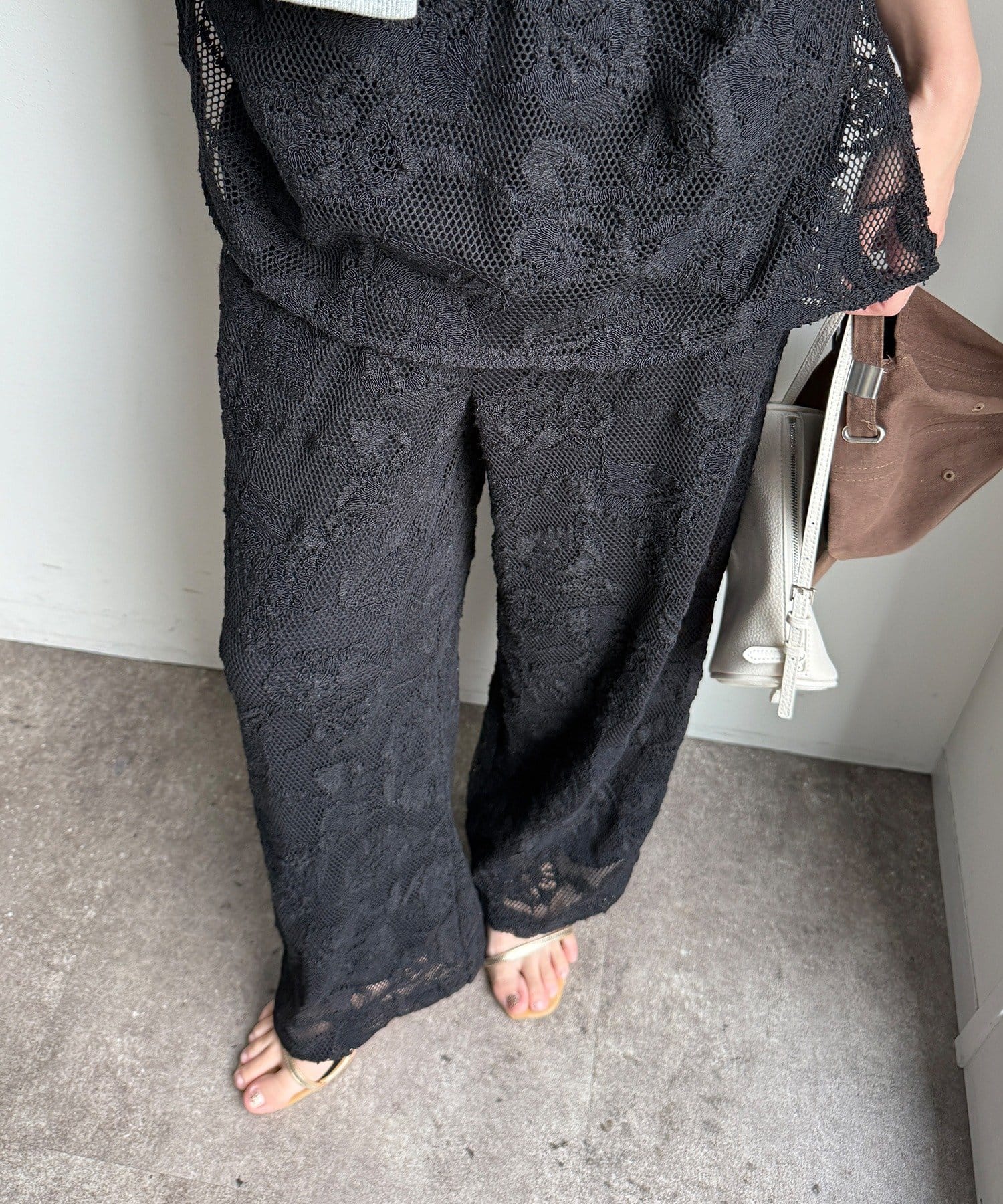 DOUDOU(ドゥドゥ) 【セットアップ可能】メッシュレースパンツ