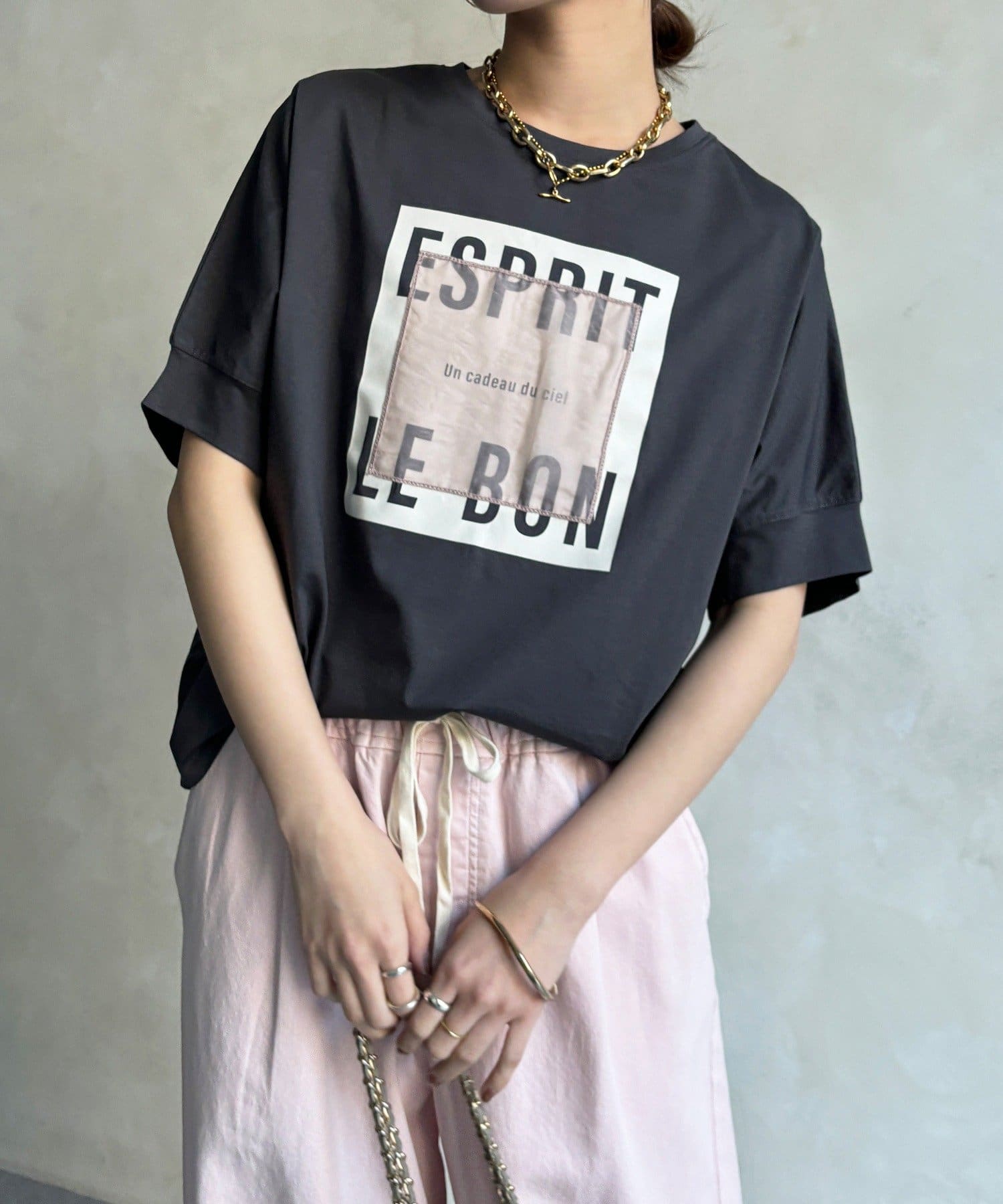 DOUDOU(ドゥドゥ) 【WEB限定】オーガンジーロゴTEE