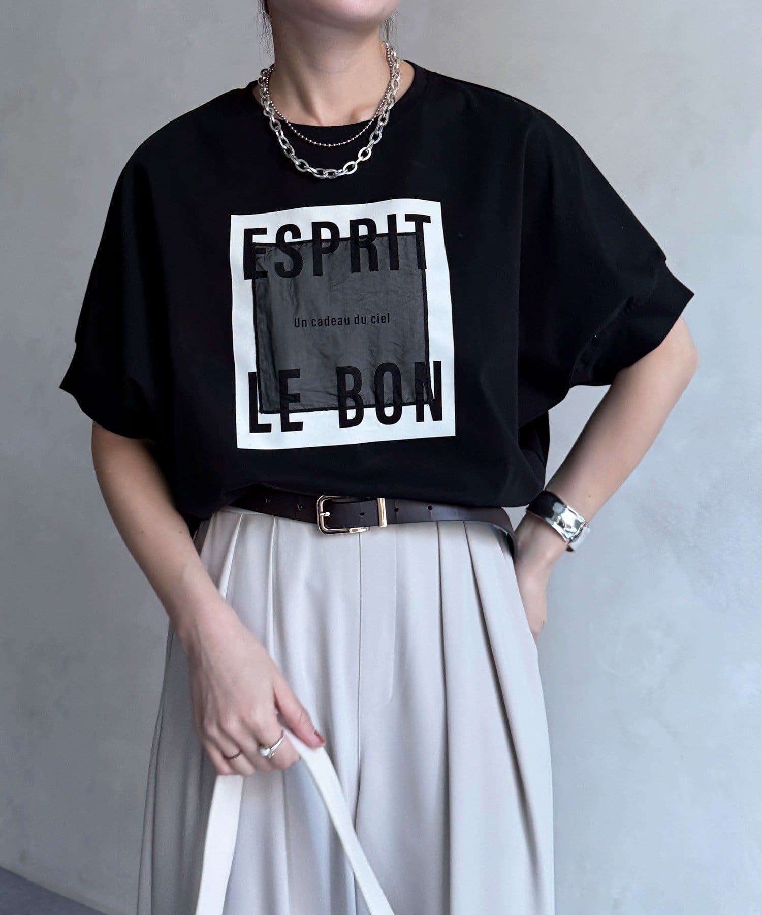 DOUDOU(ドゥドゥ) 【WEB限定】オーガンジーロゴTEE