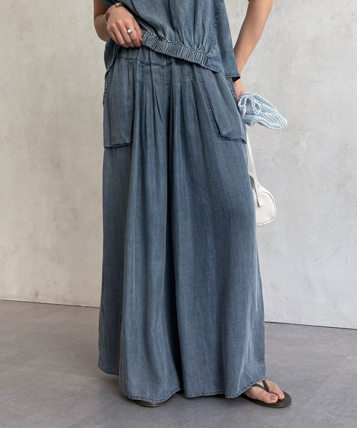 DOUDOU(ドゥドゥ) 【WEB限定/セットアップ対応】リヨセルデニムワイドパンツ