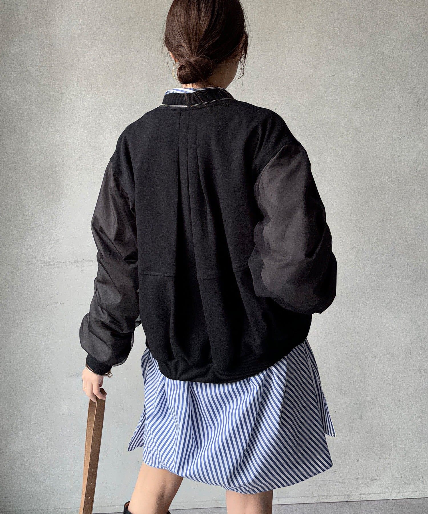 DOUDOU(ドゥドゥ) 【WEB限定】袖タックチュール切替ブルゾン