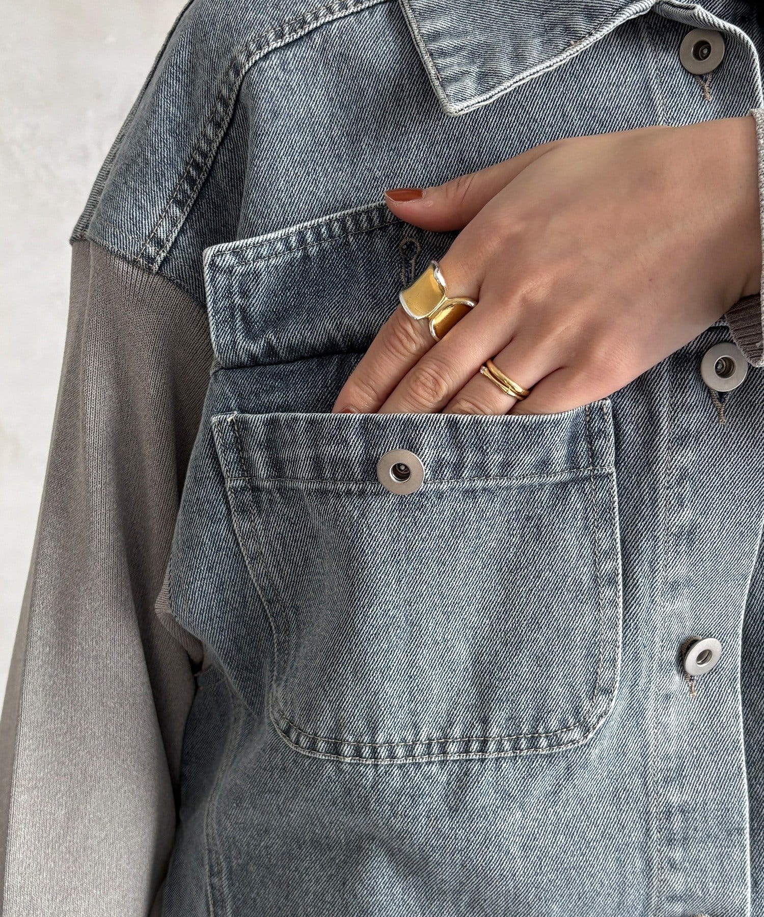 DOUDOU(ドゥドゥ) 【WEB限定】袖ニットデニムジャケット