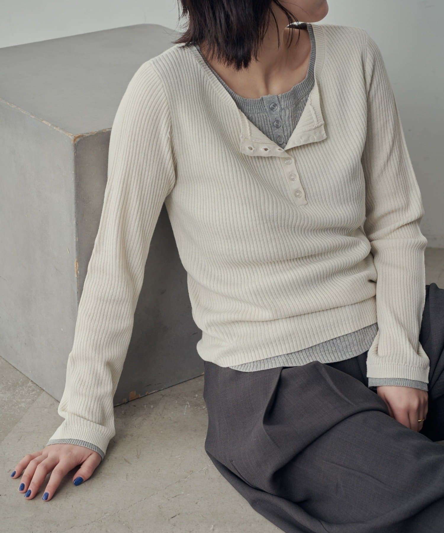 -goocy-(グーシー) 配色ヘンリープルオーバー