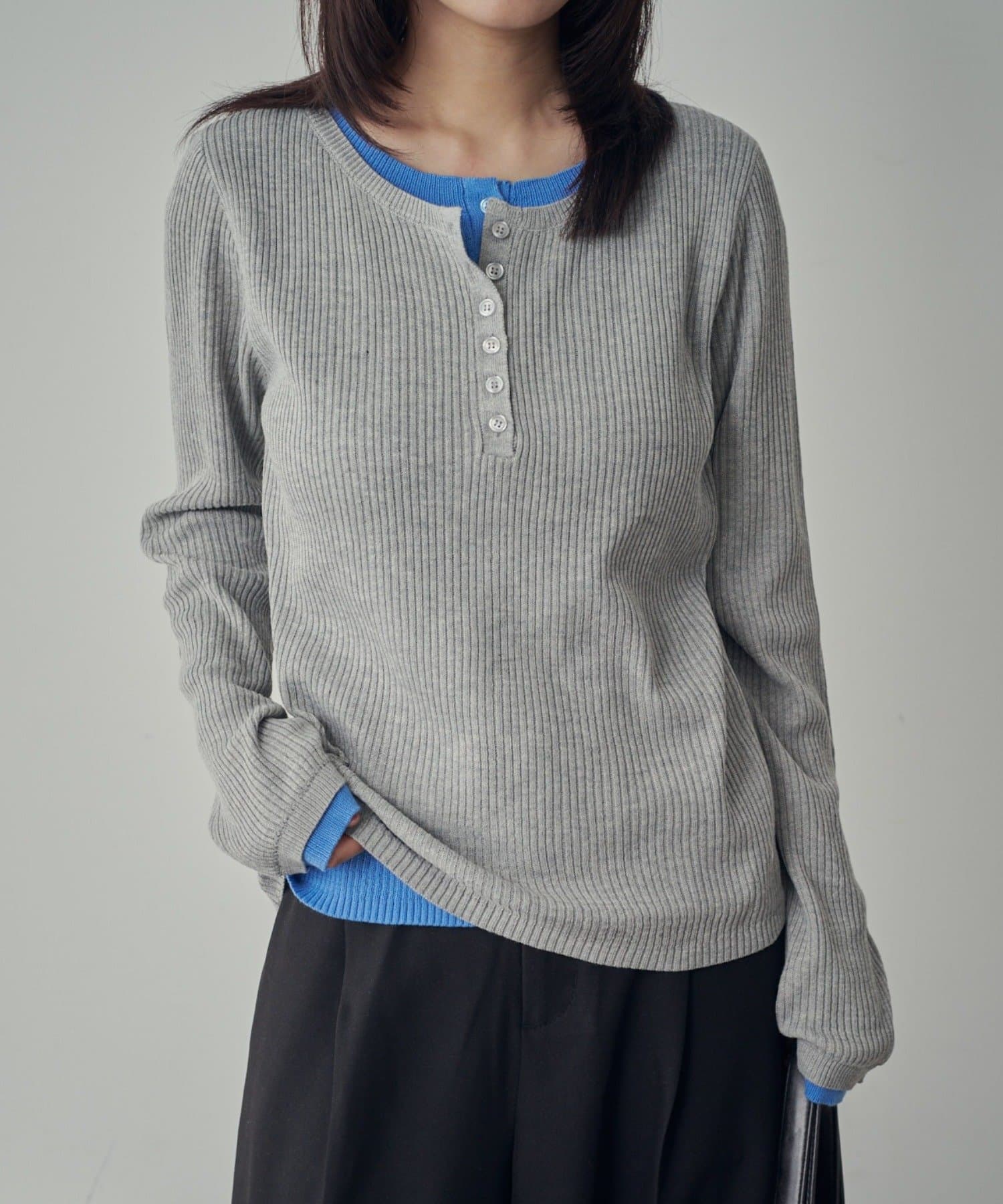 -goocy-(グーシー) 配色ヘンリープルオーバー